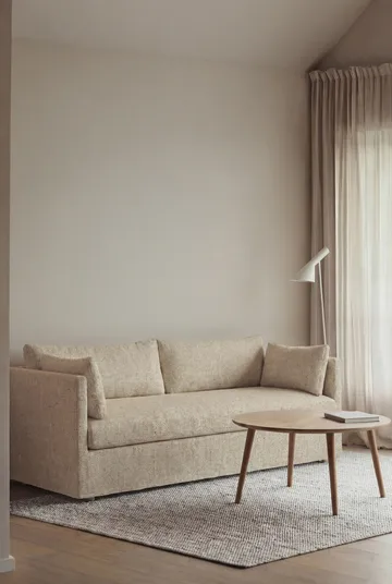 Linnevik sofa - Bern Beige 0341-white-oiled oak, 3-seater, with skirt - 1898