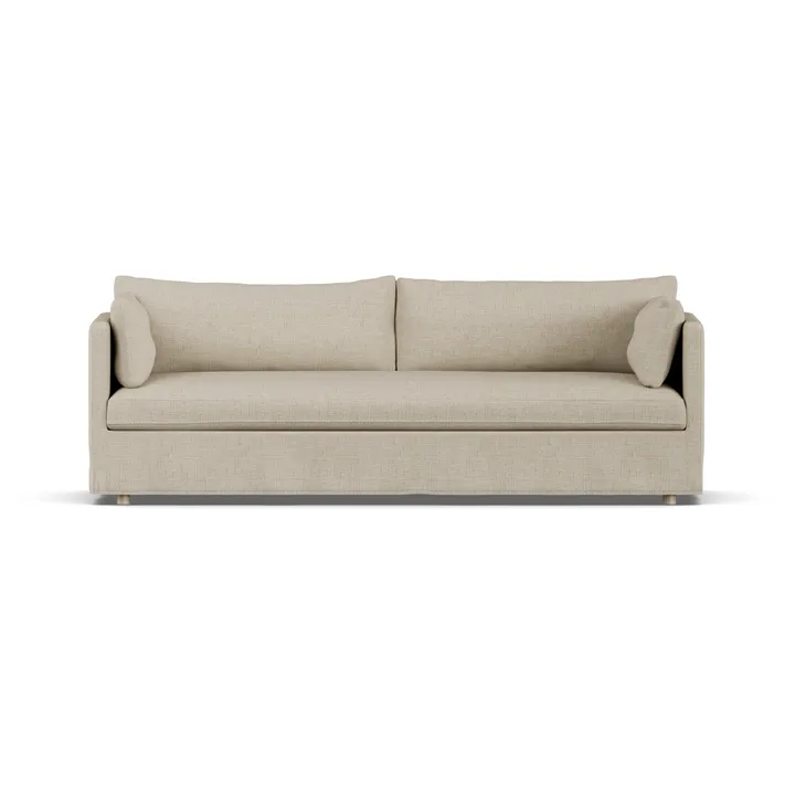 Linnevik sofa - Bern beige 0341-white-oiled oak, 4-seater, with skirt - 1898