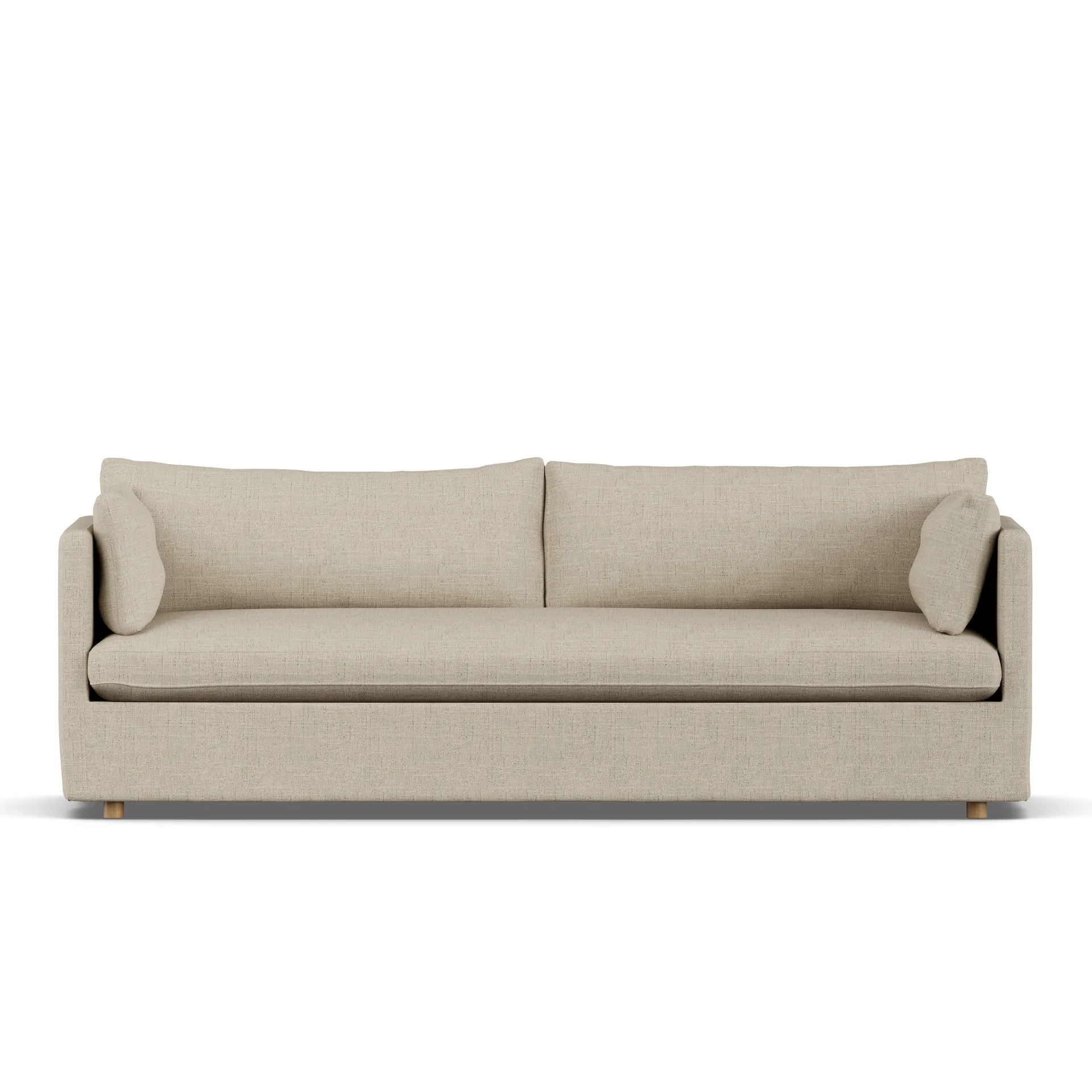 Linnevik sofa, Bern beige 0341-white-oiled oak, 4-seater, with skirt 1898