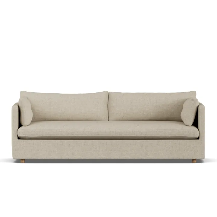 Linnevik sofa - Bern beige 0341-white-oiled oak, 4-seater, with skirt - 1898