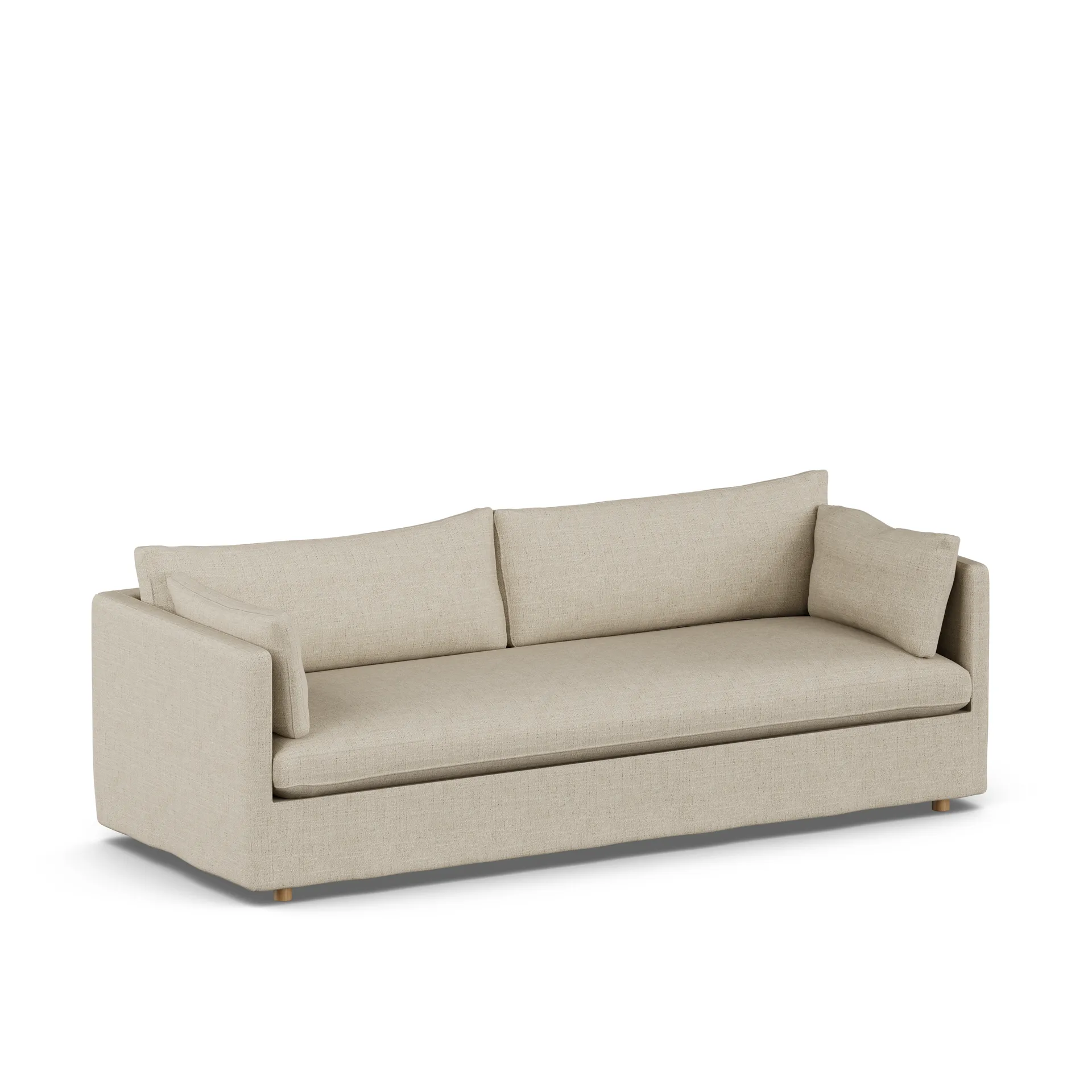 Linnevik sofa, Bern beige 0341-white-oiled oak, 4-seater, with skirt 1898
