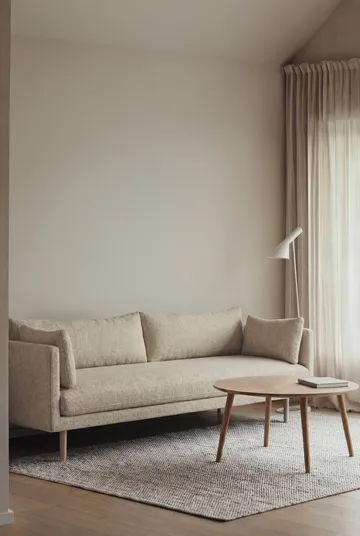 Linnevik sofa - Bern Beige 0341-white-oiled oak, 4-seater, without skirt - 1898