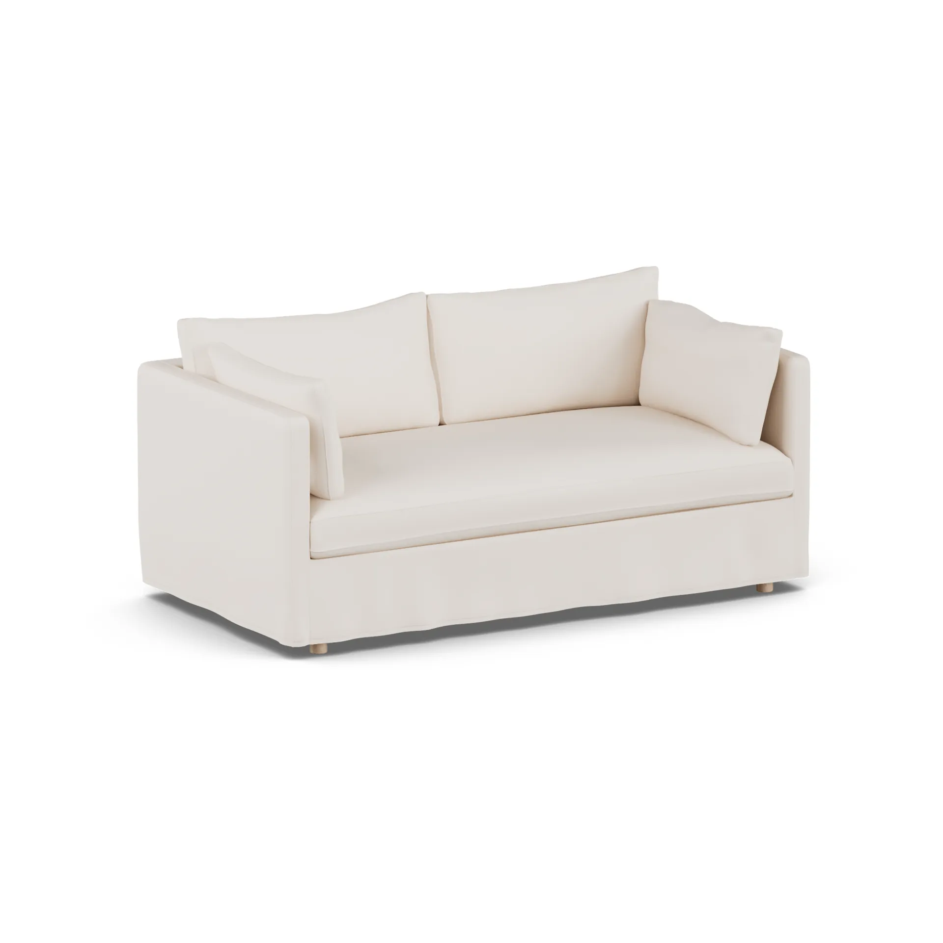 Linnevik sofa, Caleido Beige 9600-white-oiled oak, 2-seater, with skirt 1898