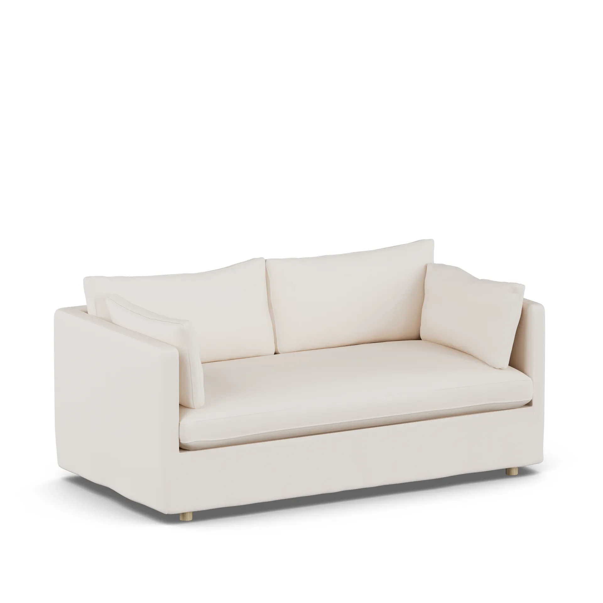Linnevik sofa, Caleido Beige 9600-white-oiled oak, 2-seater, with skirt 1898