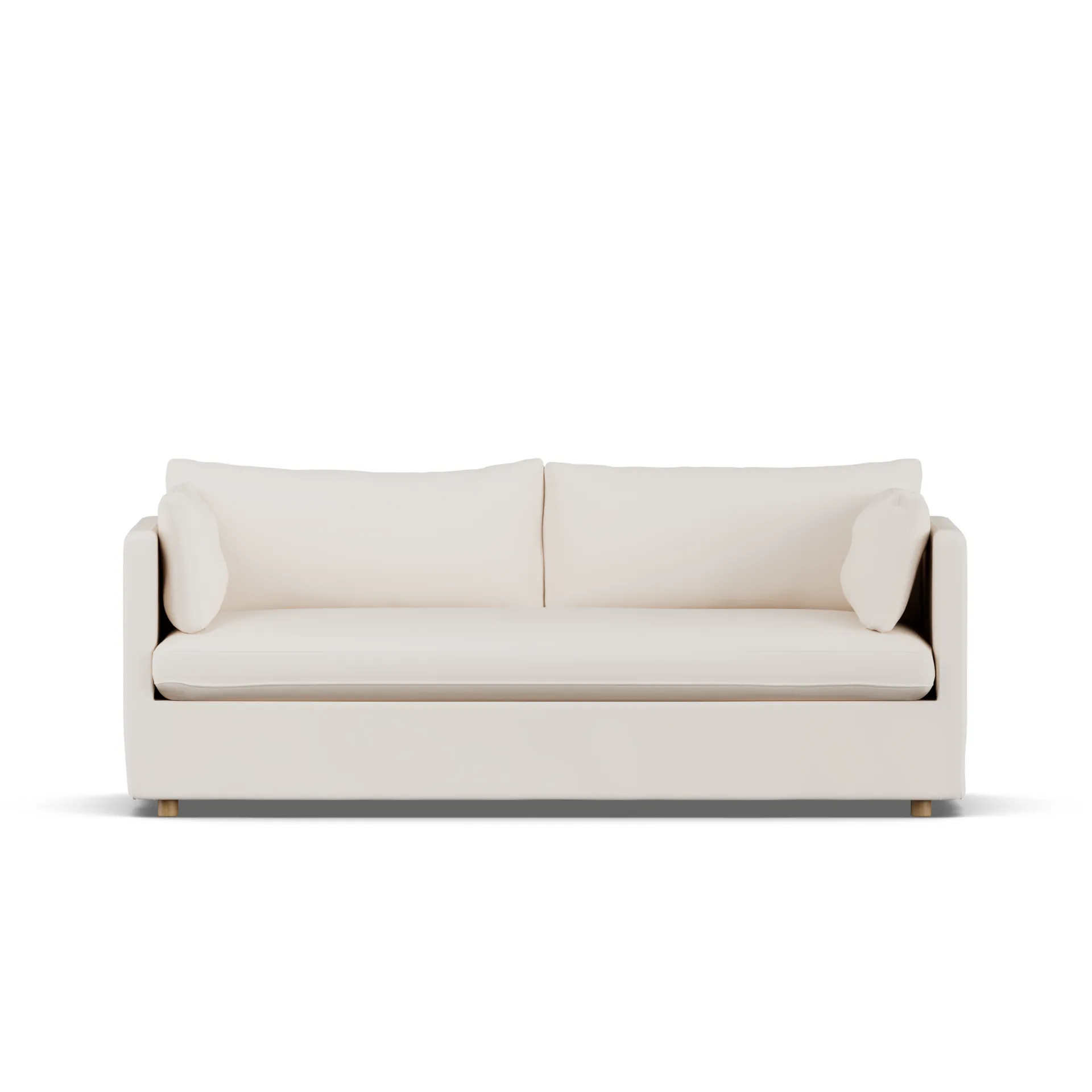 Linnevik sofa, Caleido beige 9600-white-oiled oak, 3-seater, with skirt 1898