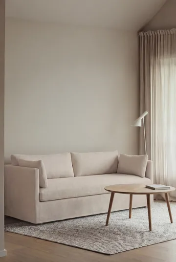 Linnevik sofa - Caleido beige 9600-white-oiled oak, 3-seater, with skirt - 1898