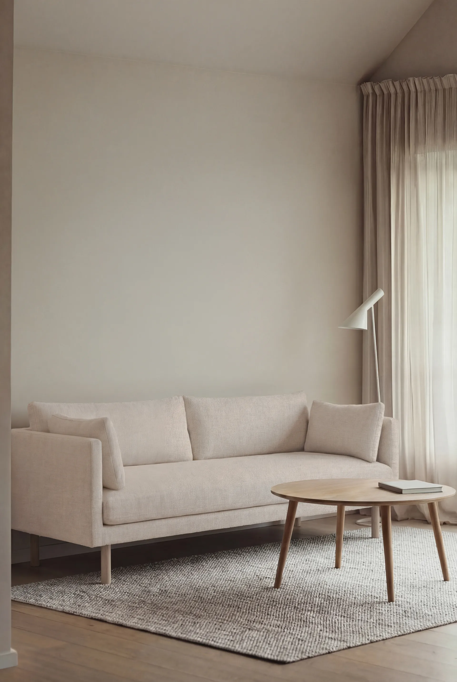 Linnevik sofa, Caleido Beige 9600-white-oiled oak, 3-seater, without skirt 1898