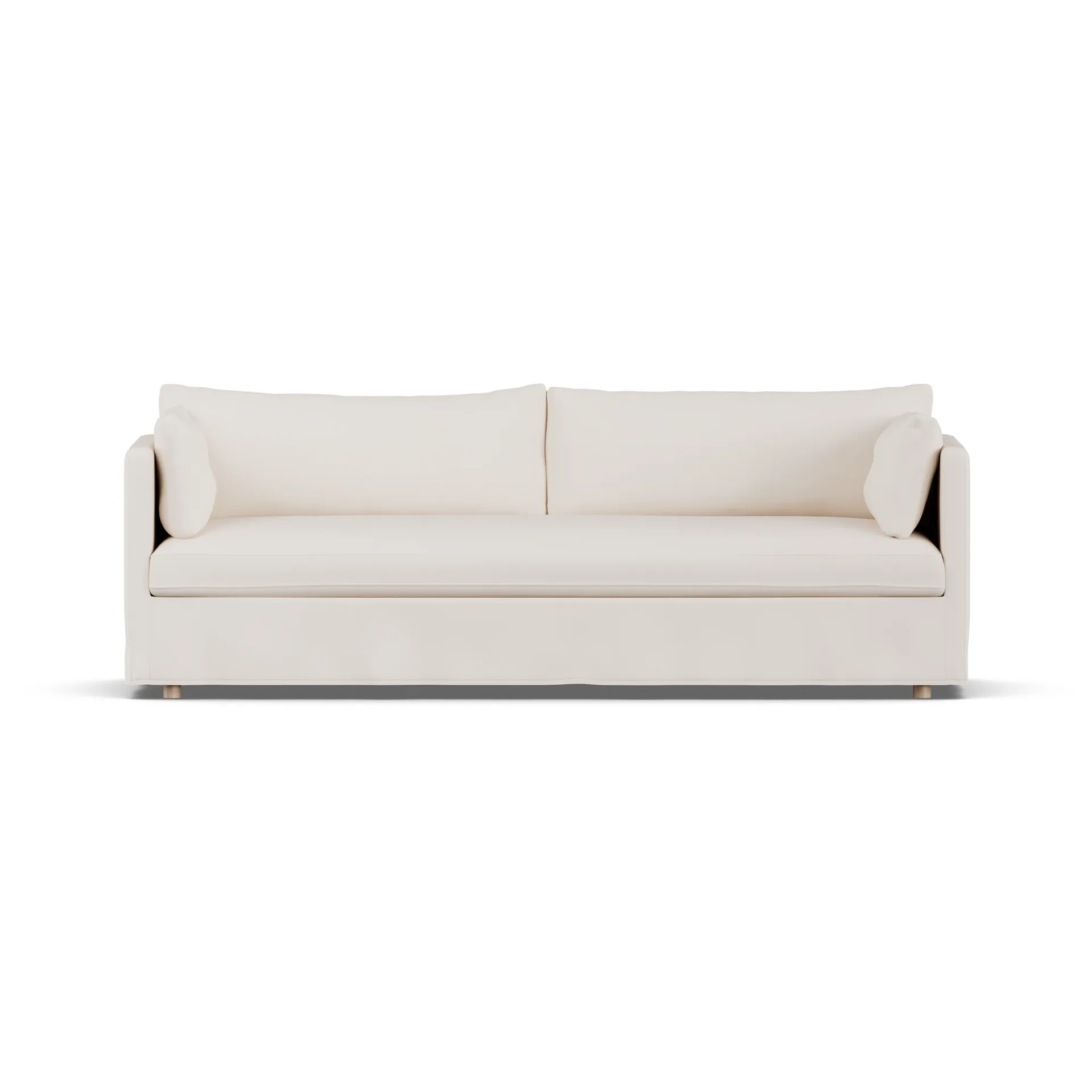 Linnevik sofa, Caleido beige 9600-white-oiled oak, 4-seater, with skirt 1898