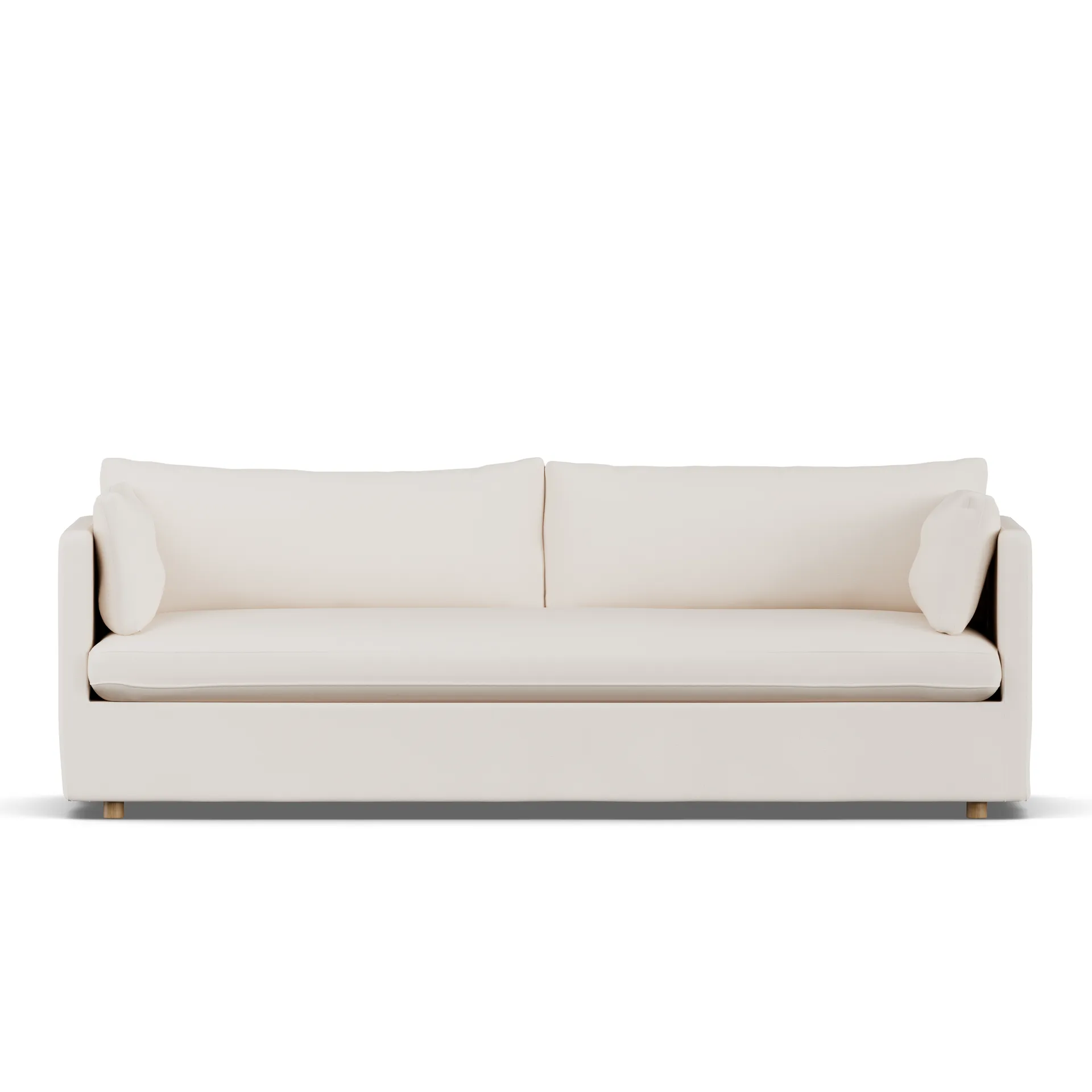 Linnevik sofa, Caleido beige 9600-white-oiled oak, 4-seater, with skirt 1898