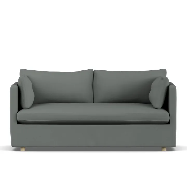 Linnevik sofa - Caleido Grey 1240-white-oiled oak, 2-seater, with skirt - 1898