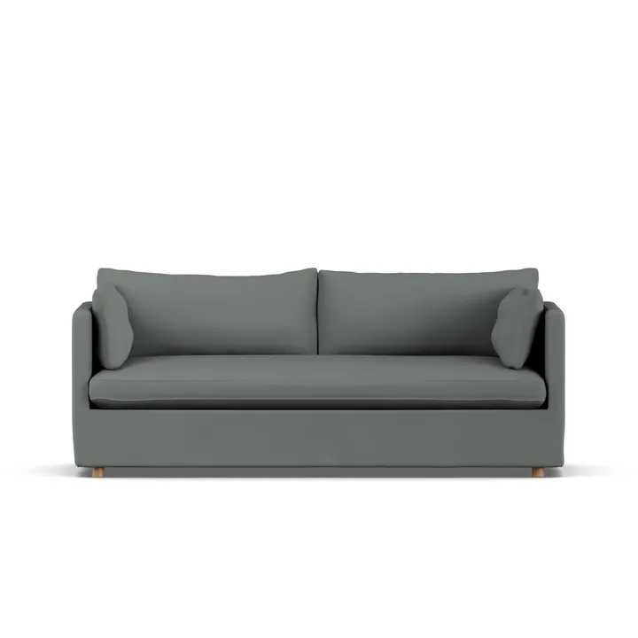 Linnevik sofa - Caleido Grey 1240-white-oiled oak, 3-seater, with skirt - 1898