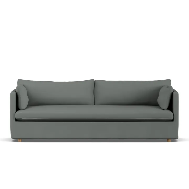 Linnevik sofa - Caleido grey 1240-white-oiled oak, 4-seater, with skirt - 1898
