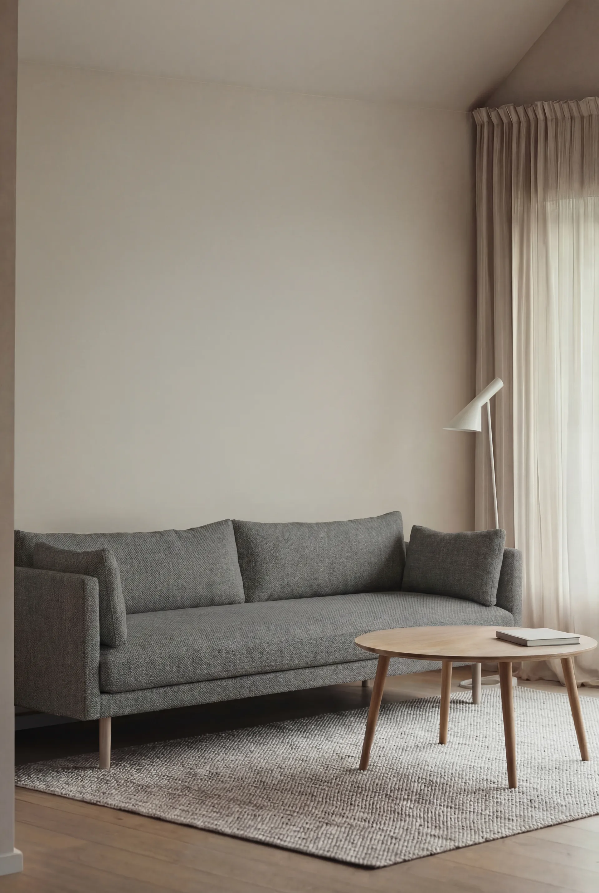 Linnevik sofa, Caleido Grey 1240-white-oiled oak, 4-seater, without skirt 1898