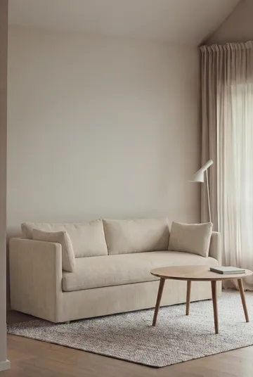 Linnevik sofa - Jump Beige 1956-white-oiled oak, 2-seater, with skirt - 1898