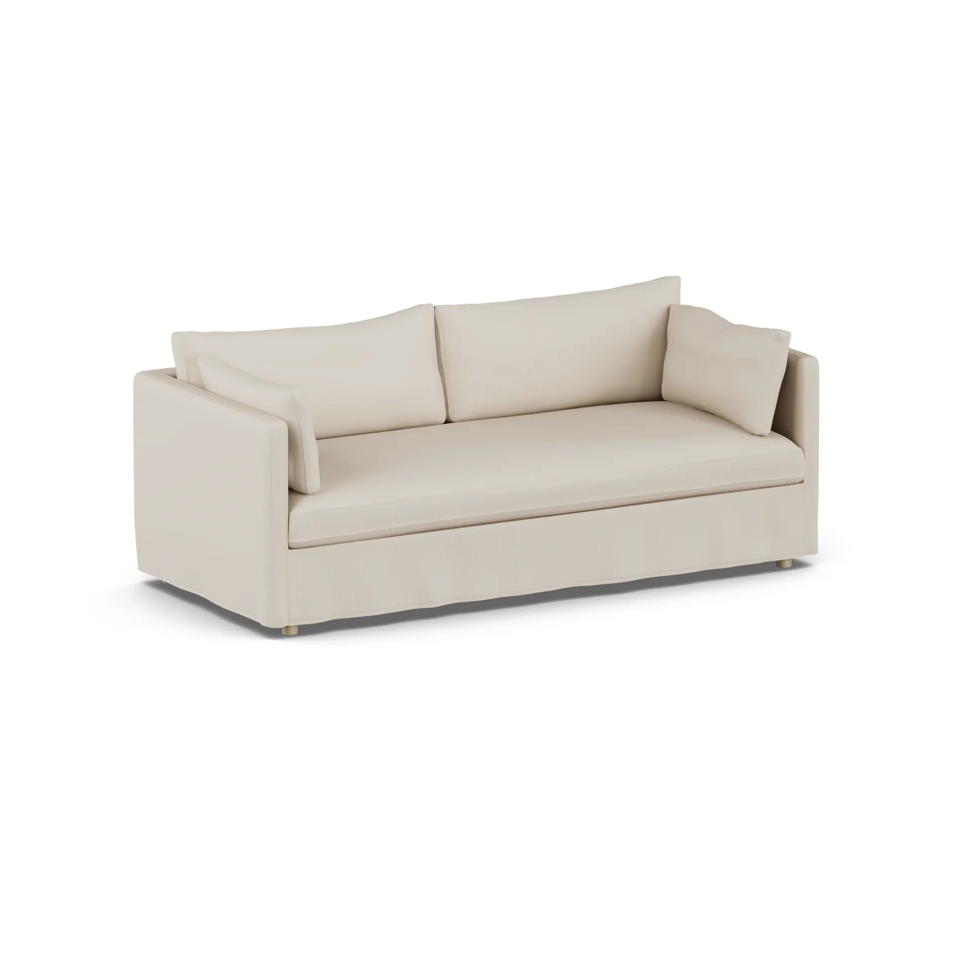 Linnevik sofa, Jump Beige 1956-white-oiled oak, 3-seater, with skirt 1898