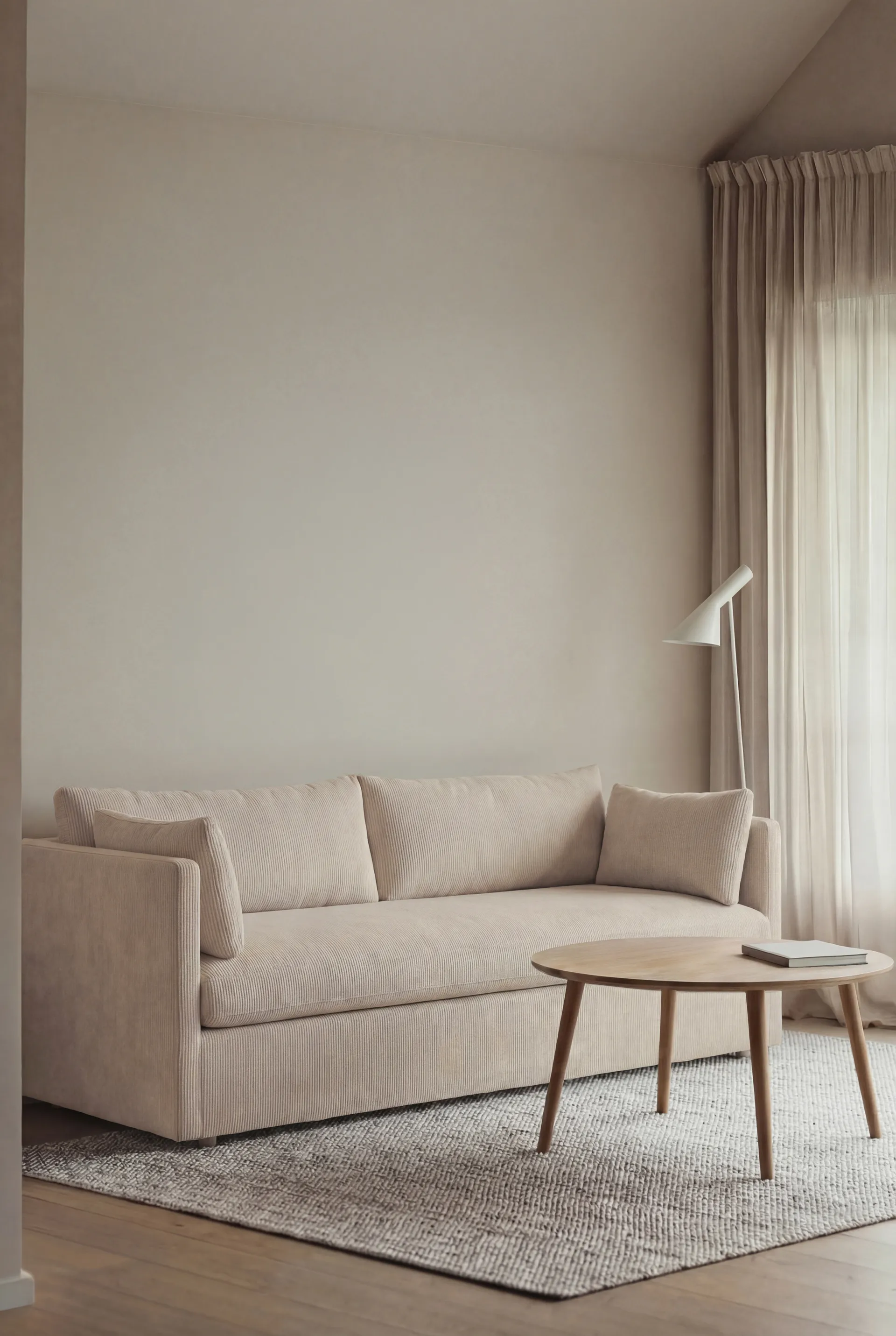 Linnevik sofa, Jump Beige 1956-white-oiled oak, 3-seater, with skirt 1898