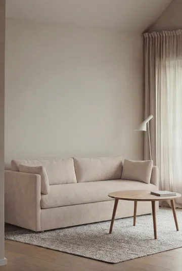 Linnevik sofa - Jump Beige 1956-white-oiled oak, 3-seater, with skirt - 1898