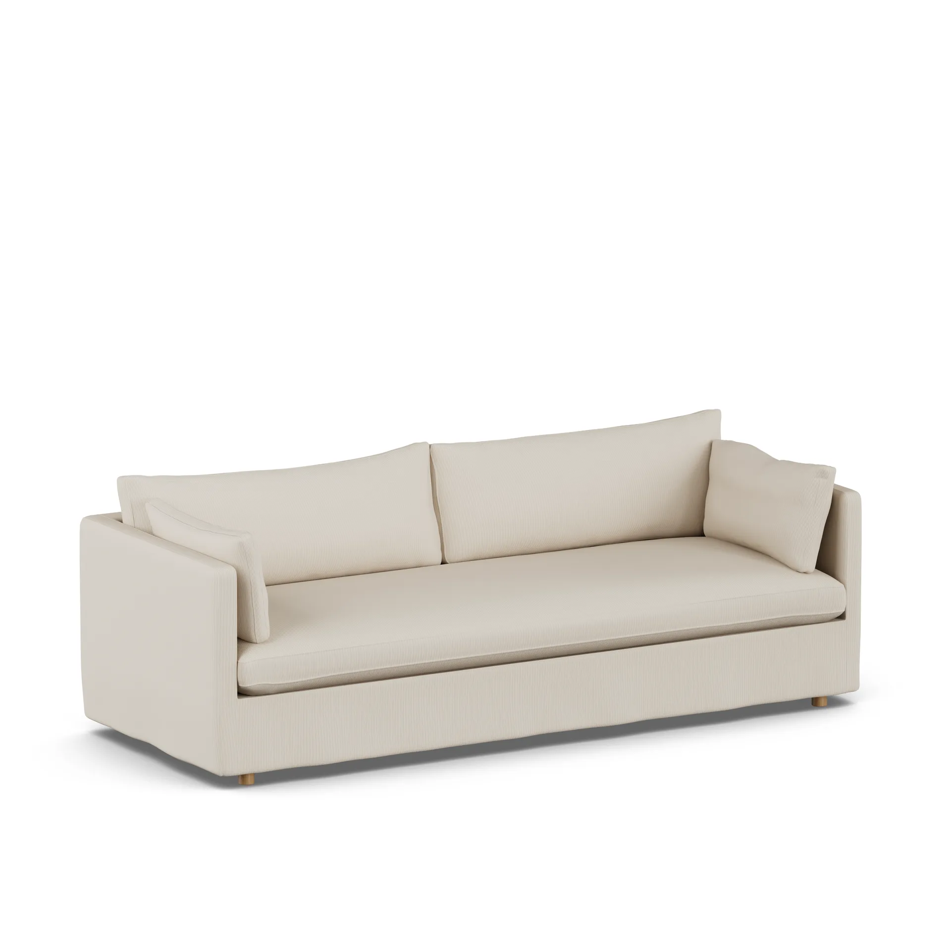 Linnevik sofa, Jump Beige 1956-white-oiled oak, 4-seater, with skirt 1898