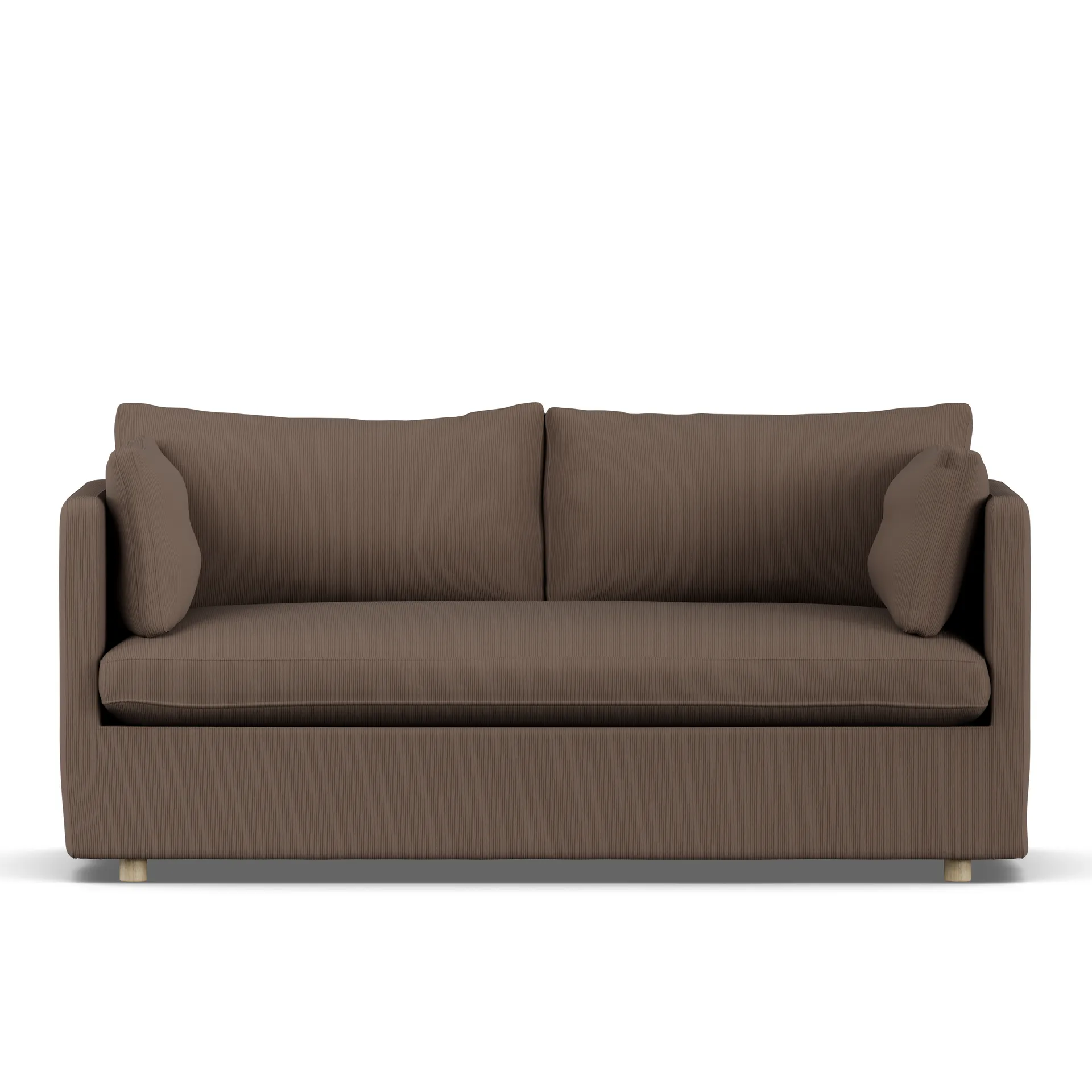 Linnevik sofa, Jump brown 1955-white-oiled oak, 2-seater, with skirt 1898