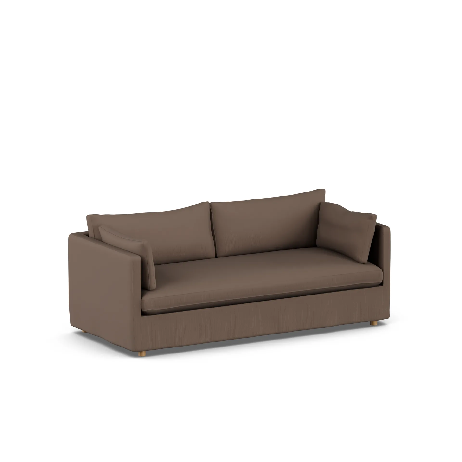 Linnevik sofa, Jump brown 1955-white-oiled oak, 3-seater, with skirt 1898