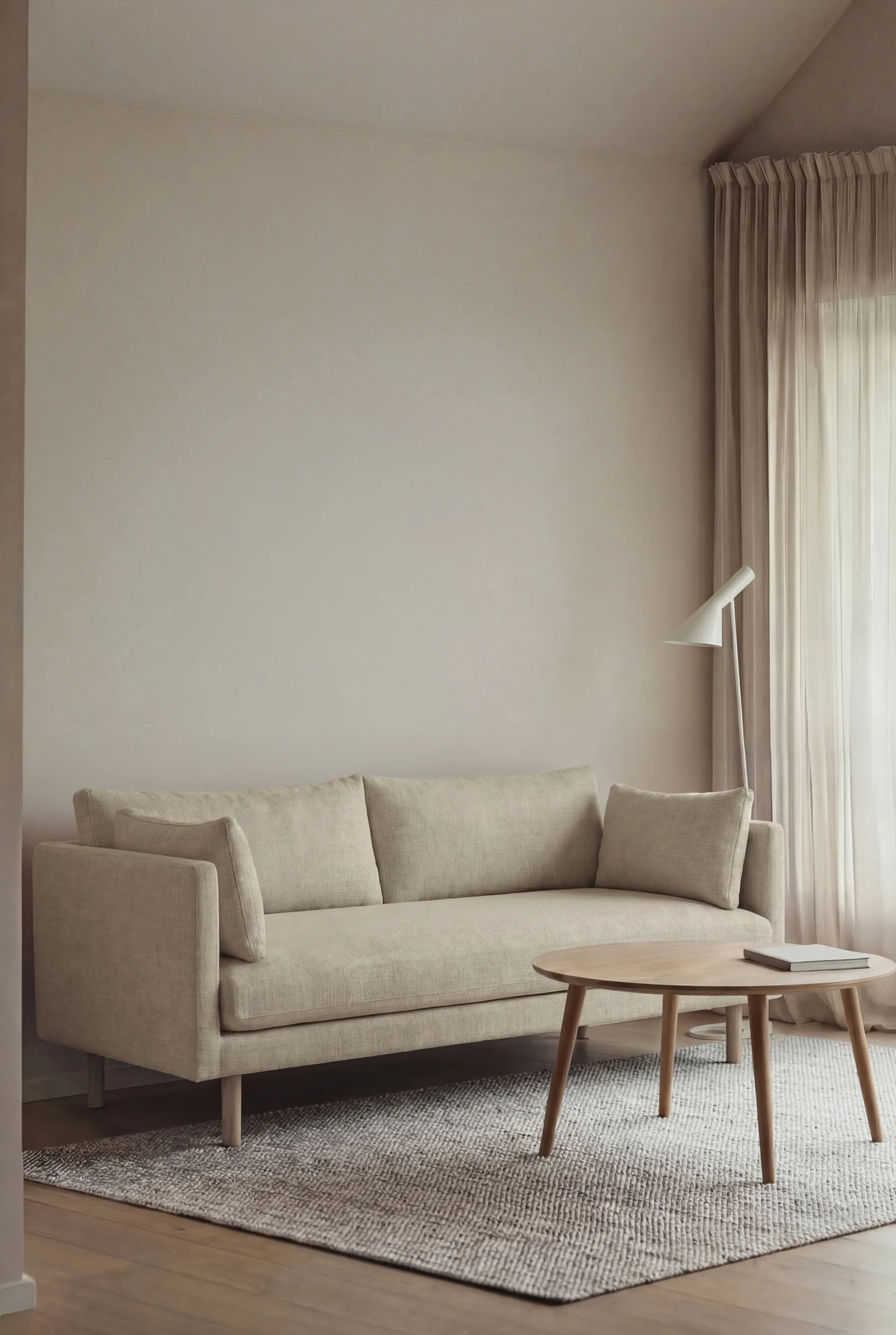 Linnevik sofa, Luiza Beige 3981-white-oiled oak, 2-seater, without skirt 1898