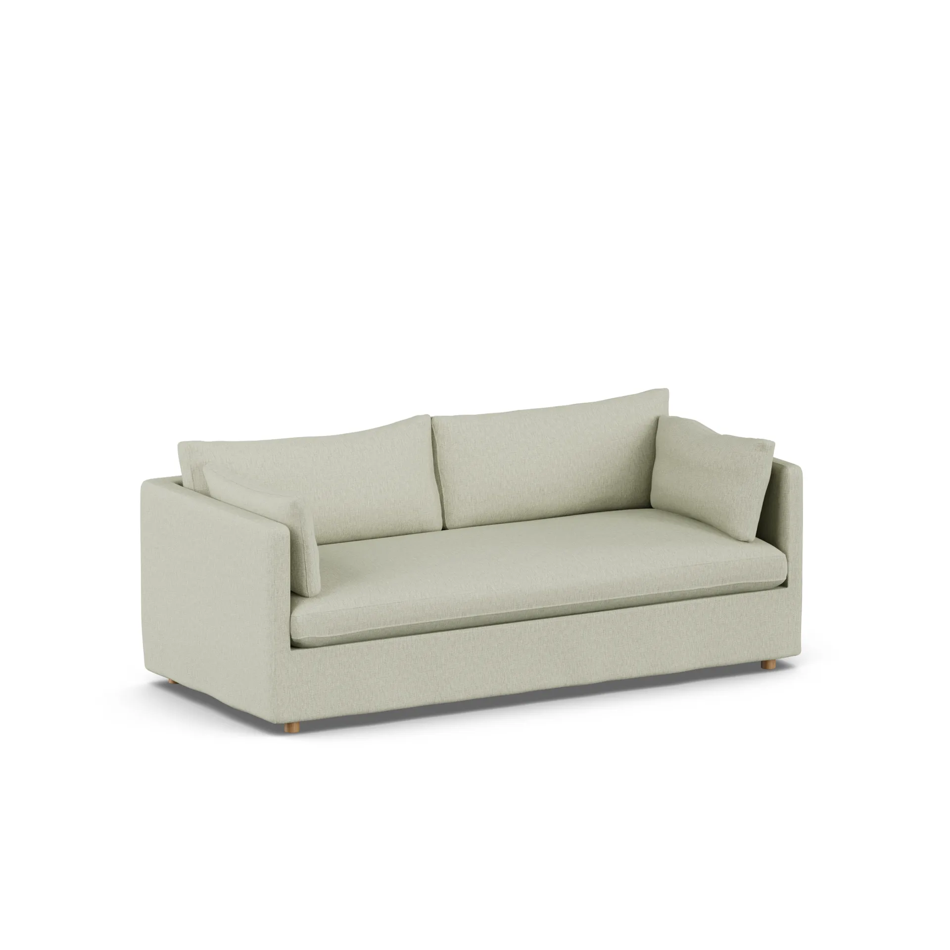 Linnevik sofa, Luiza Beige 3981-white-oiled oak, 3-seater, with skirt 1898