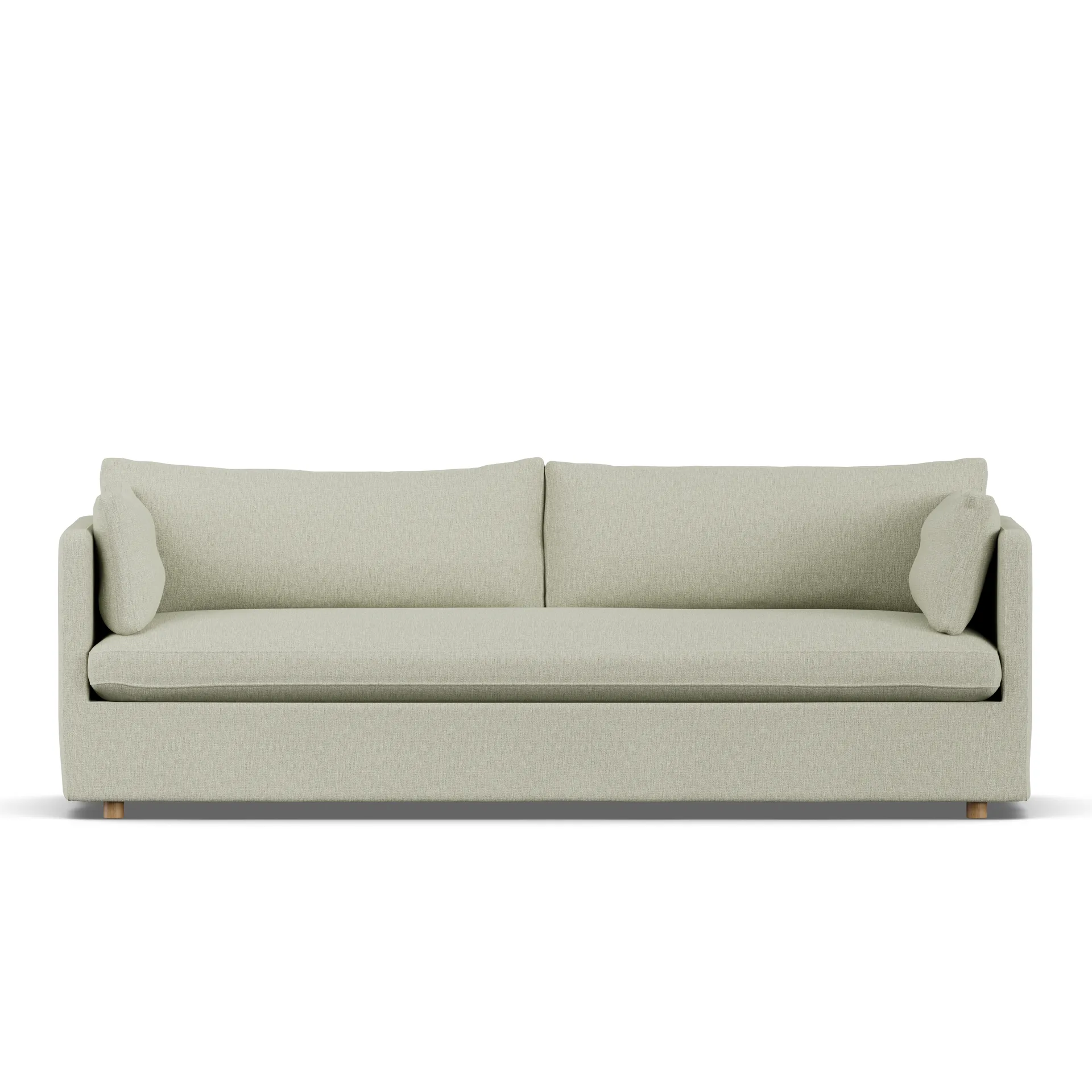 Linnevik sofa, Luiza beige 3981-white-oiled oak, 4-seater, with skirt 1898