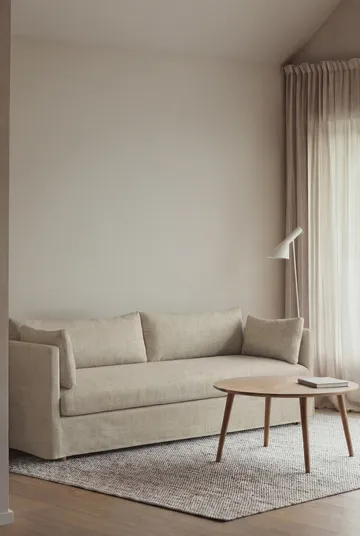 Linnevik sofa - Luiza beige 3981-white-oiled oak, 4-seater, with skirt - 1898