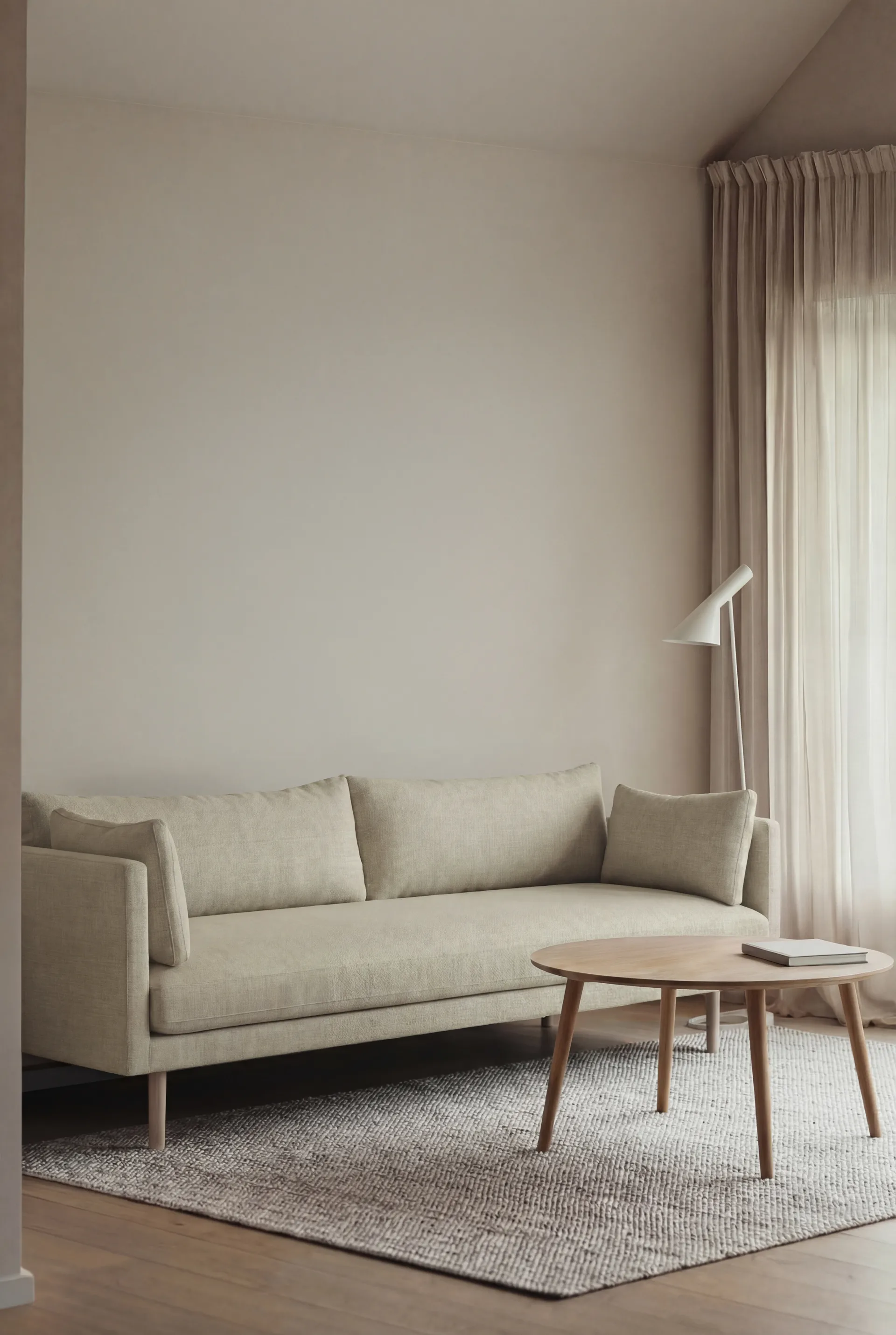 Linnevik sofa, Luiza Beige 3981-white-oiled oak, 4-seater, without skirt 1898