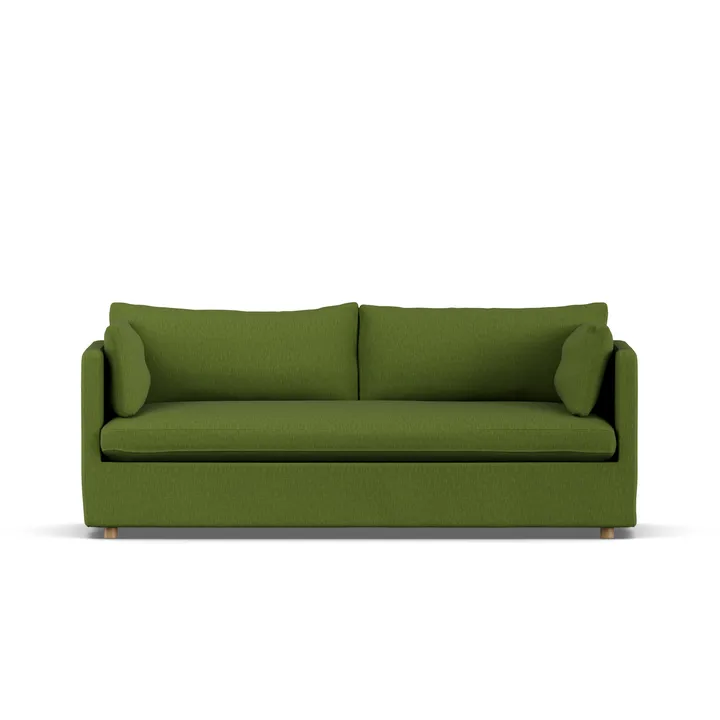 Linnevik sofa - Luiza green 3975-white-oiled oak, 3-seater, with skirt - 1898