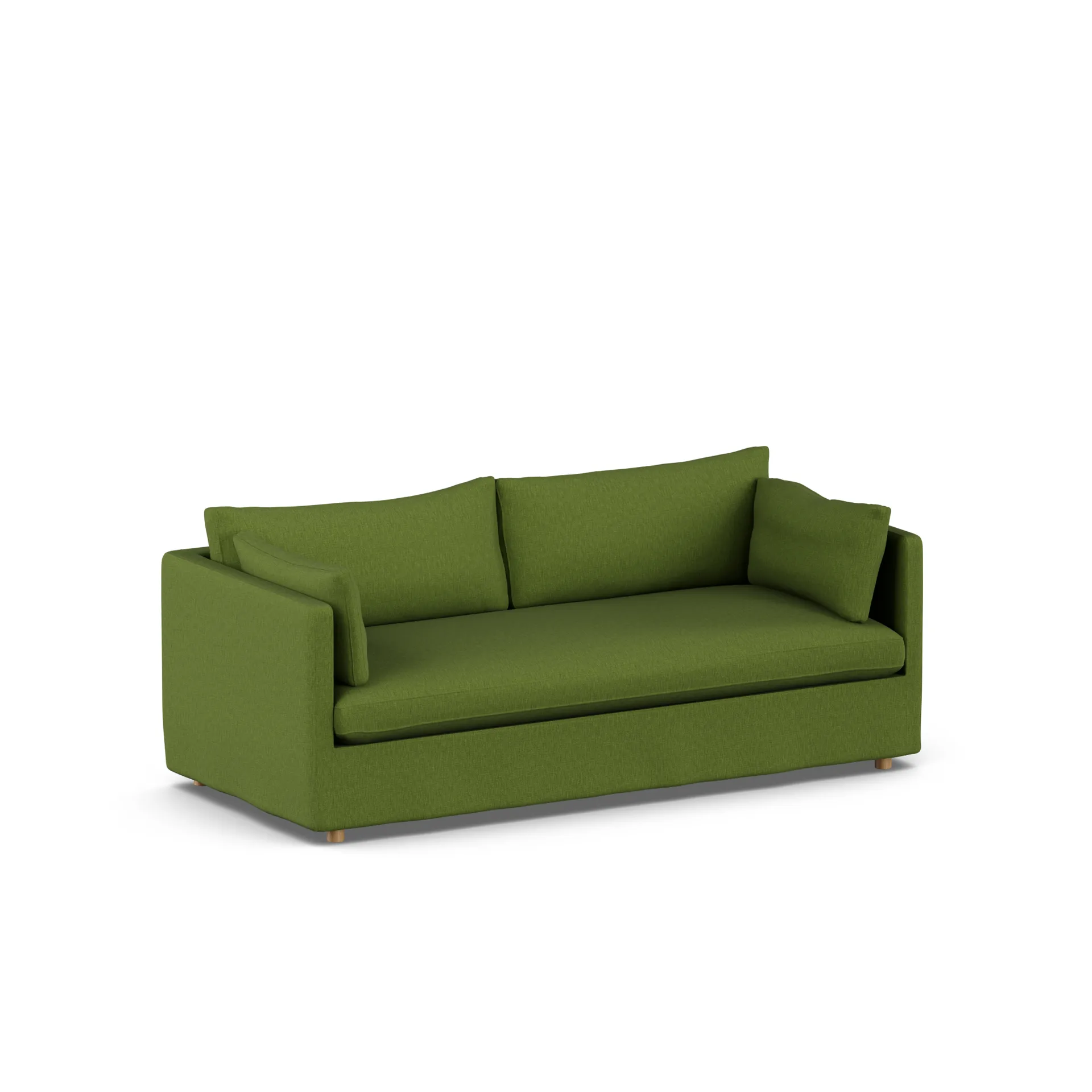 Linnevik sofa, Luiza green 3975-white-oiled oak, 3-seater, with skirt 1898