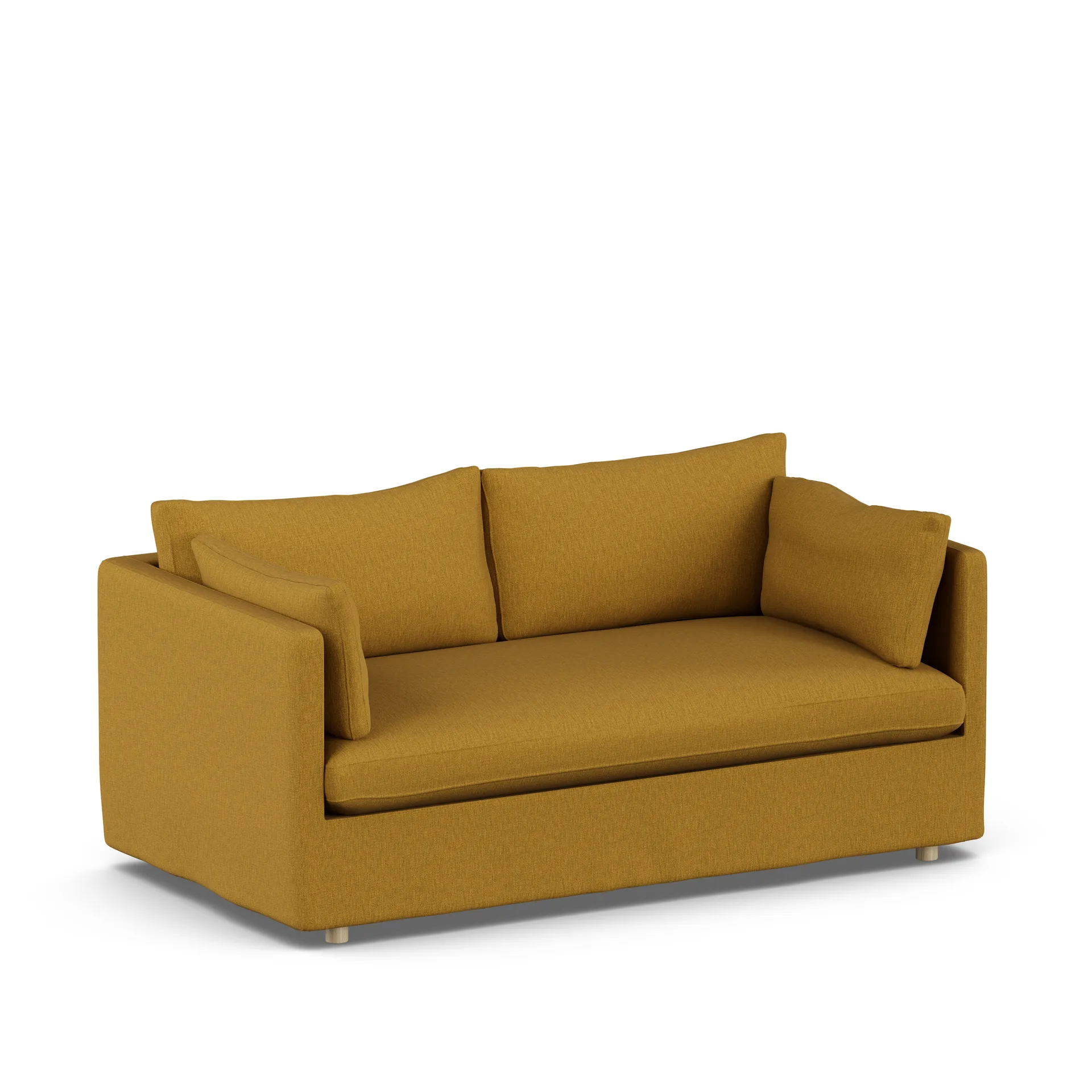 Linnevik sofa, Luiza Mustard 3972-white-oiled oak, 2-seater, with skirt 1898