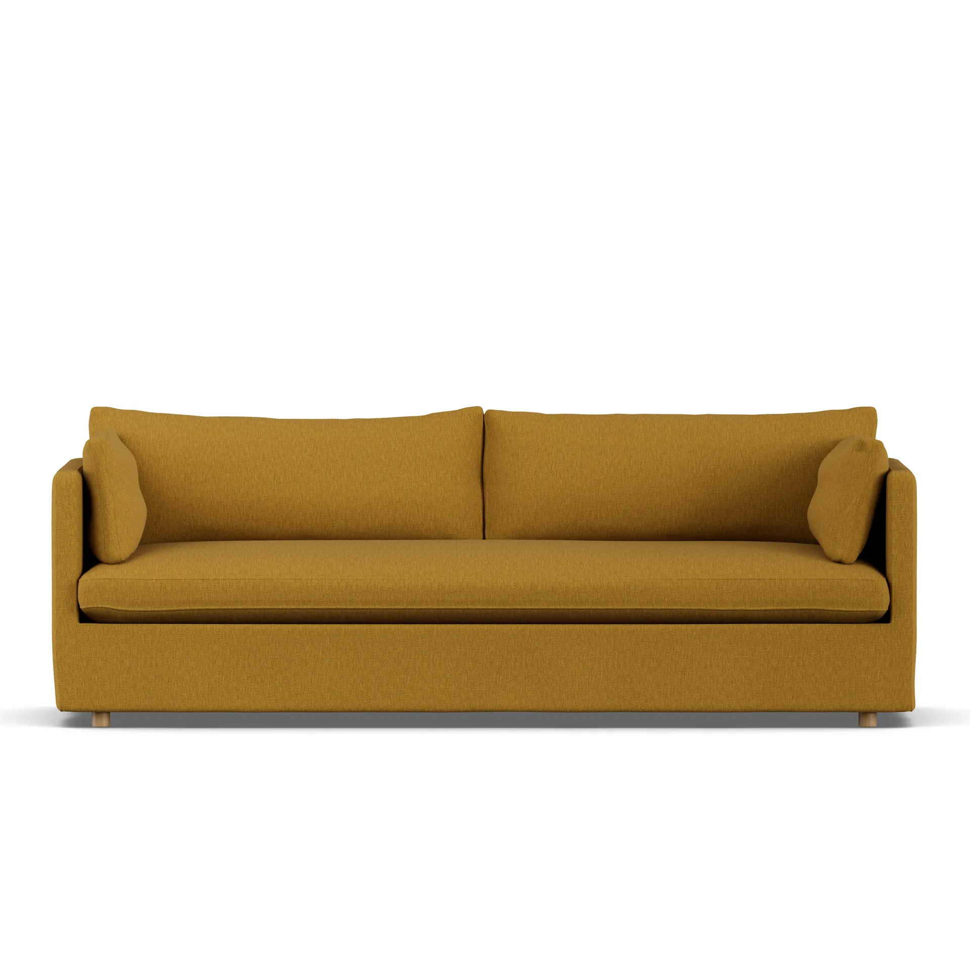 Linnevik sofa, Luiza Mustard 3972-white-oiled oak, 4-seater, with skirt 1898
