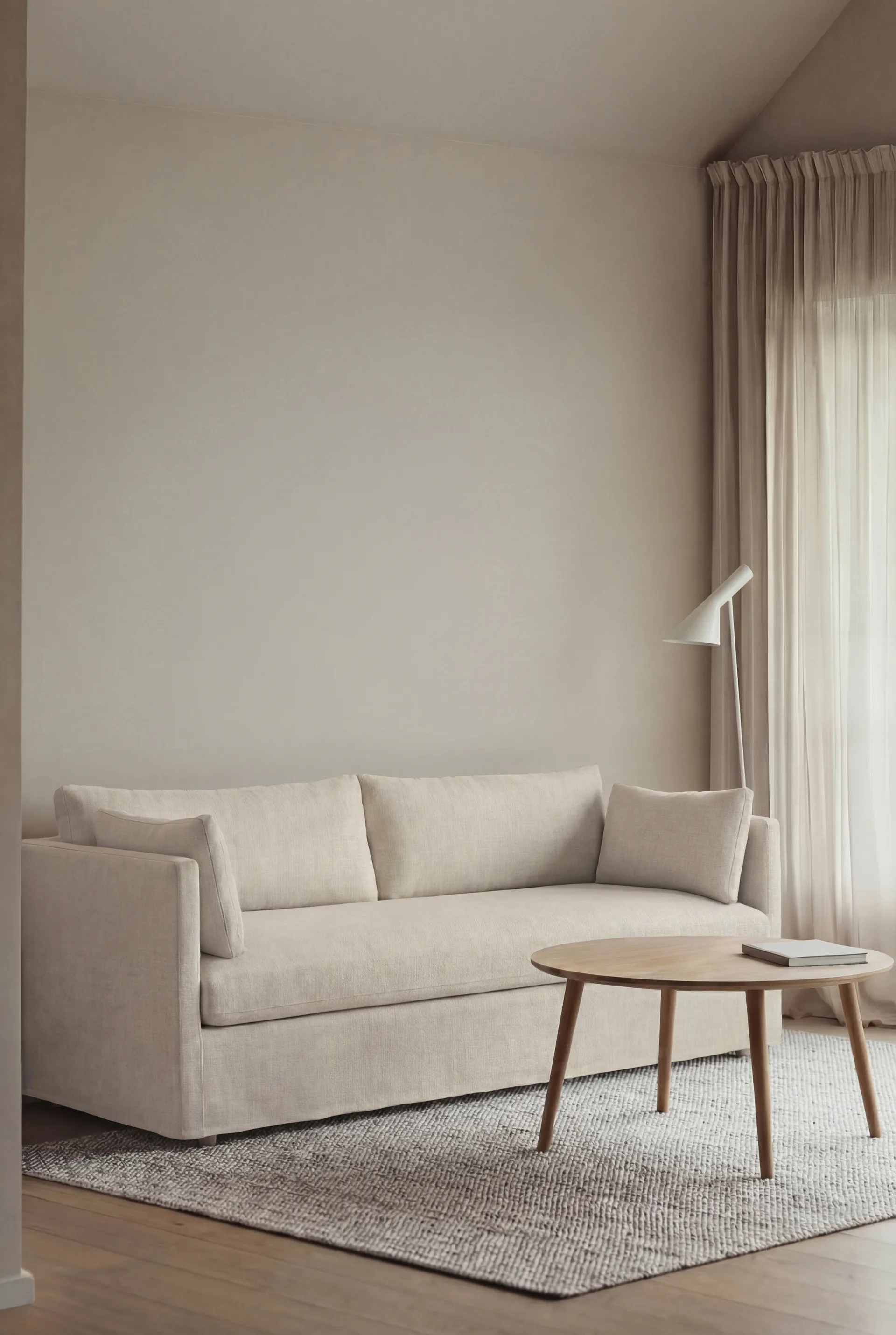 Linnevik sofa, Oslo Nature 1540-white-oiled oak, 3-seater, with skirt 1898