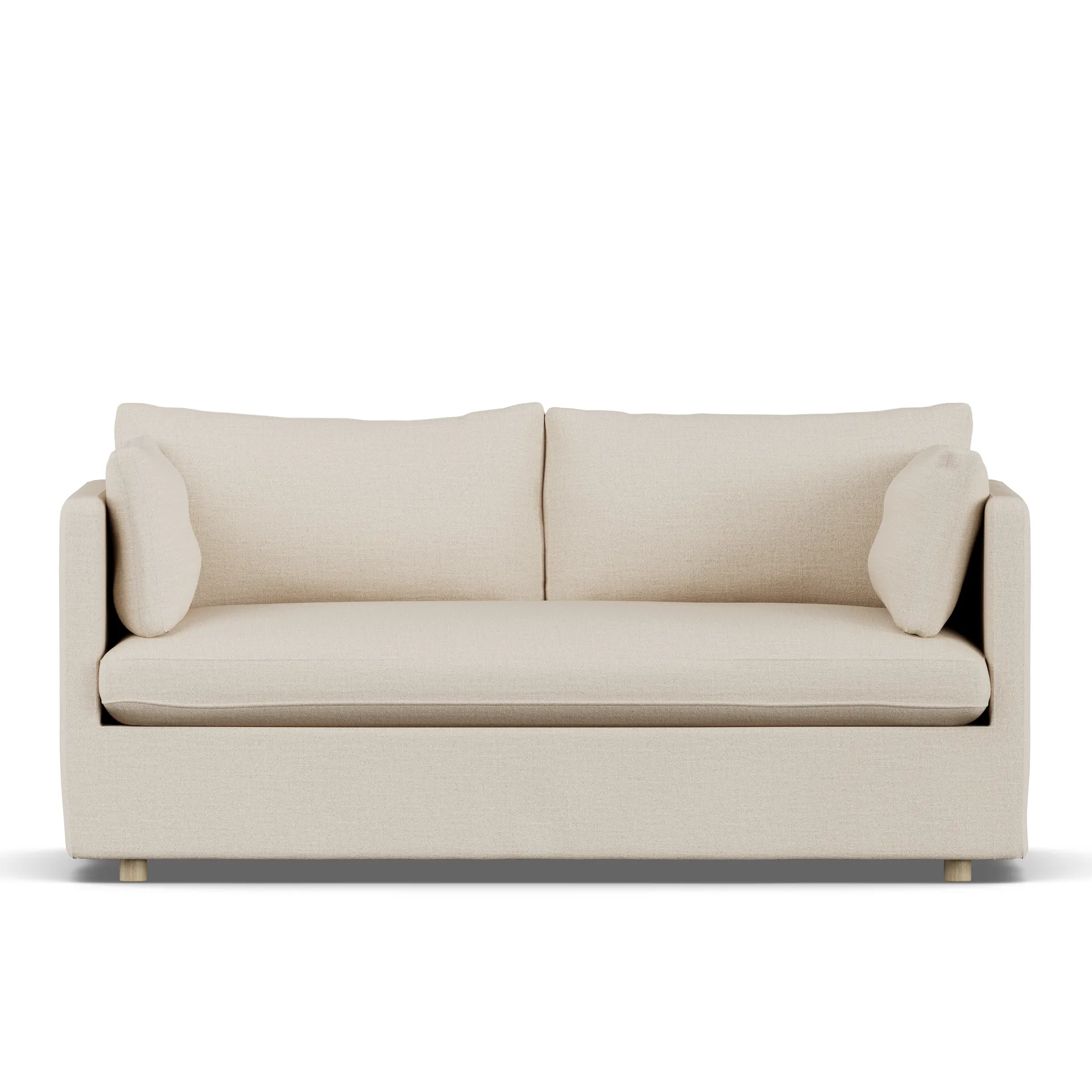 Linnevik sofa, Same Beige 6670-white-oiled oak, 2-seater, with skirt 1898