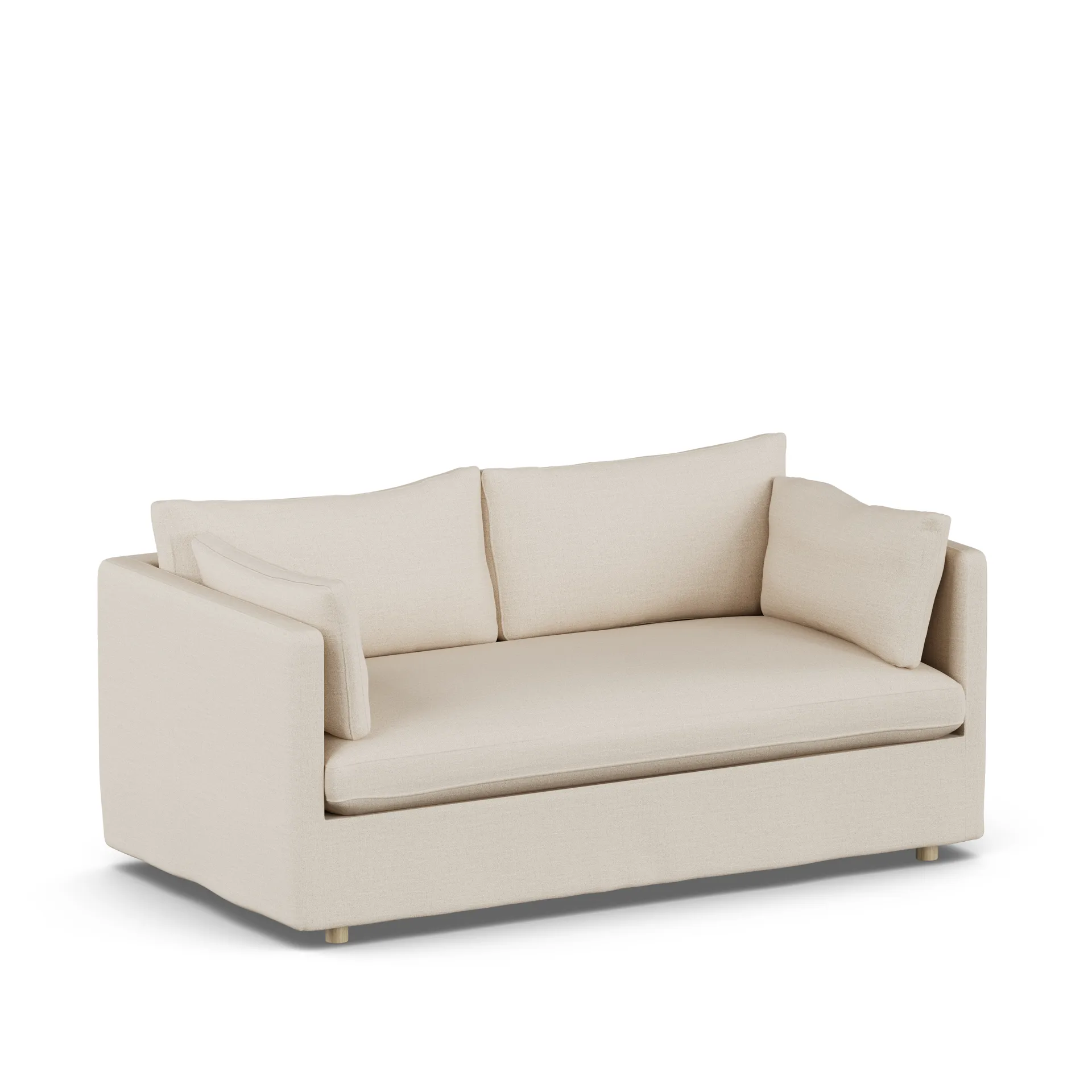 Linnevik sofa, Same Beige 6670-white-oiled oak, 2-seater, with skirt 1898