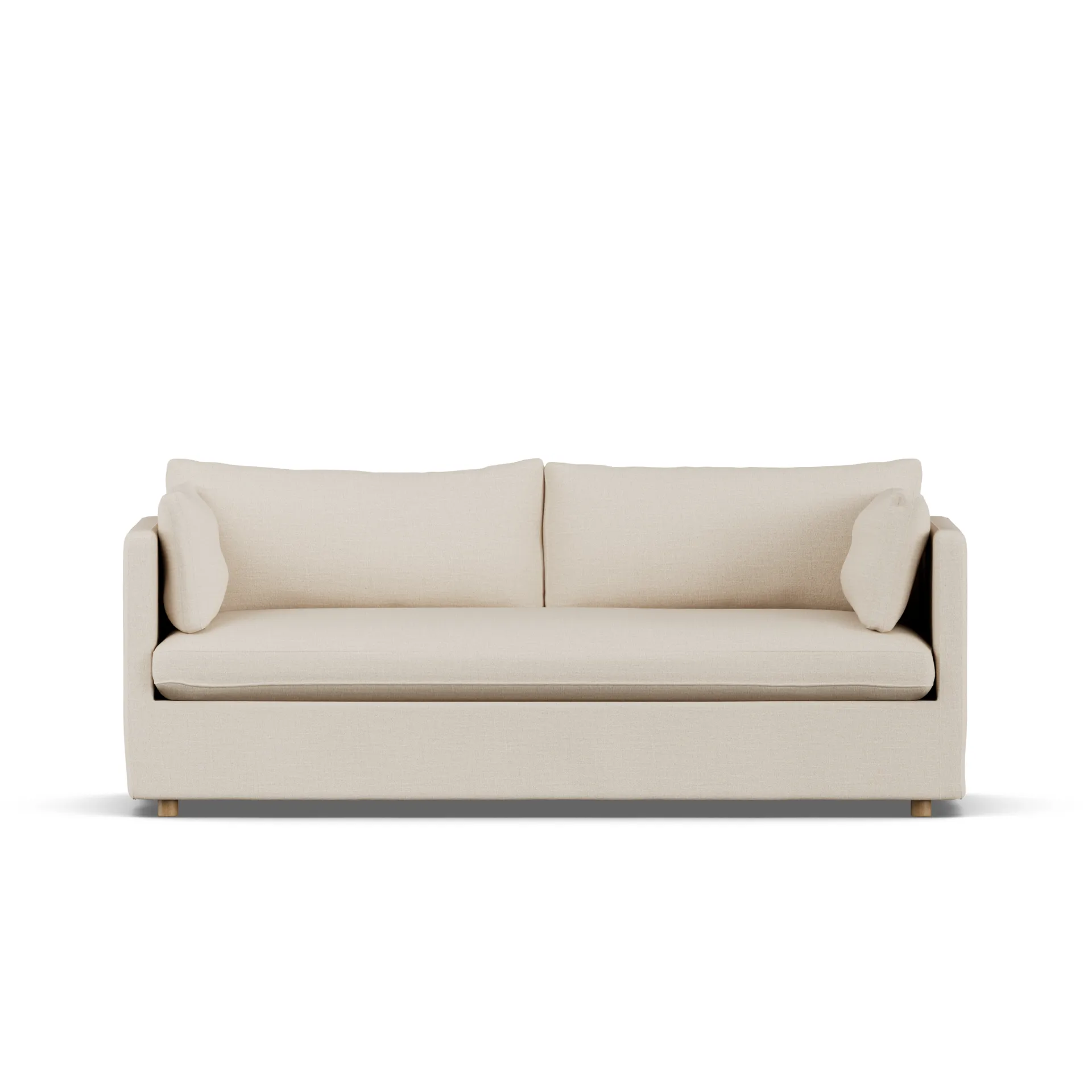 Linnevik sofa, Same Beige 6670-white-oiled oak, 3-seater, with skirt 1898