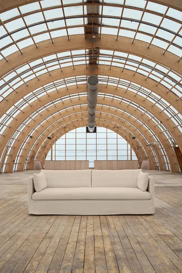 Linnevik sofa - Same Beige 6670-white-oiled oak, 4-seater, with skirt - 1898