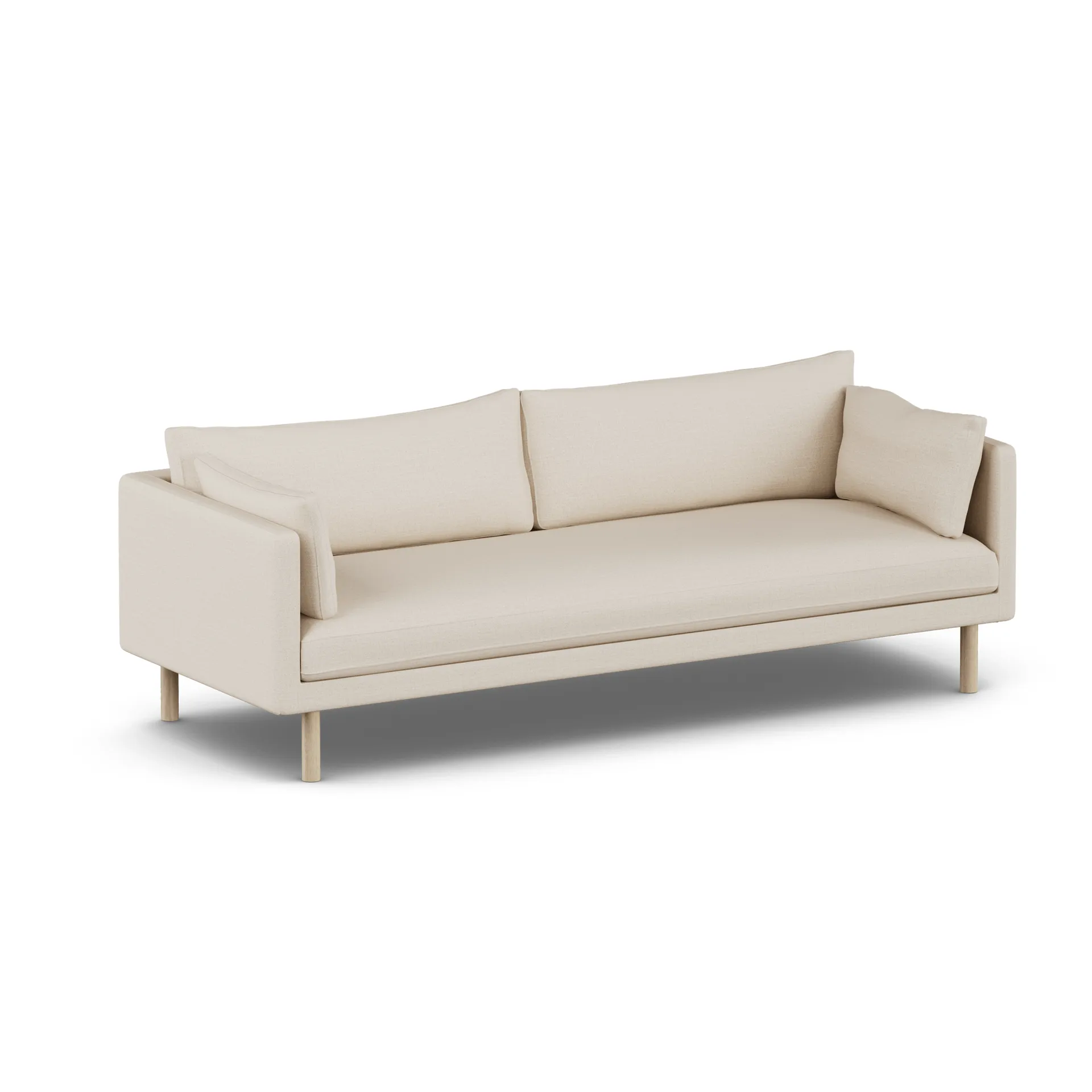 Linnevik sofa, Same Beige 6670-white-oiled oak, 4-seater, without skirt 1898