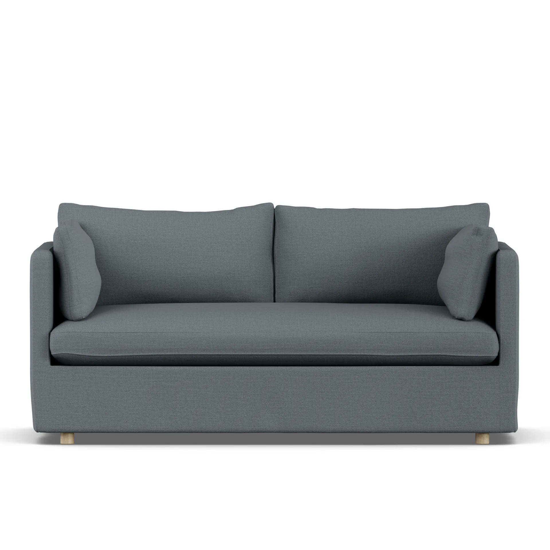 Linnevik sofa, Same Blue 6678-white-oiled oak, 2-seater, with skirt 1898