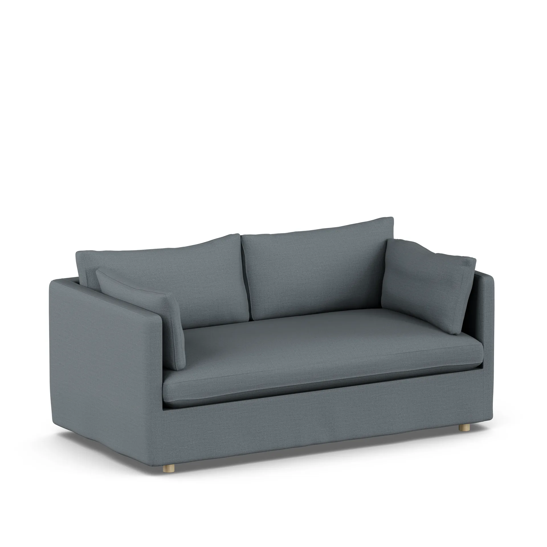 Linnevik sofa, Same Blue 6678-white-oiled oak, 2-seater, with skirt 1898