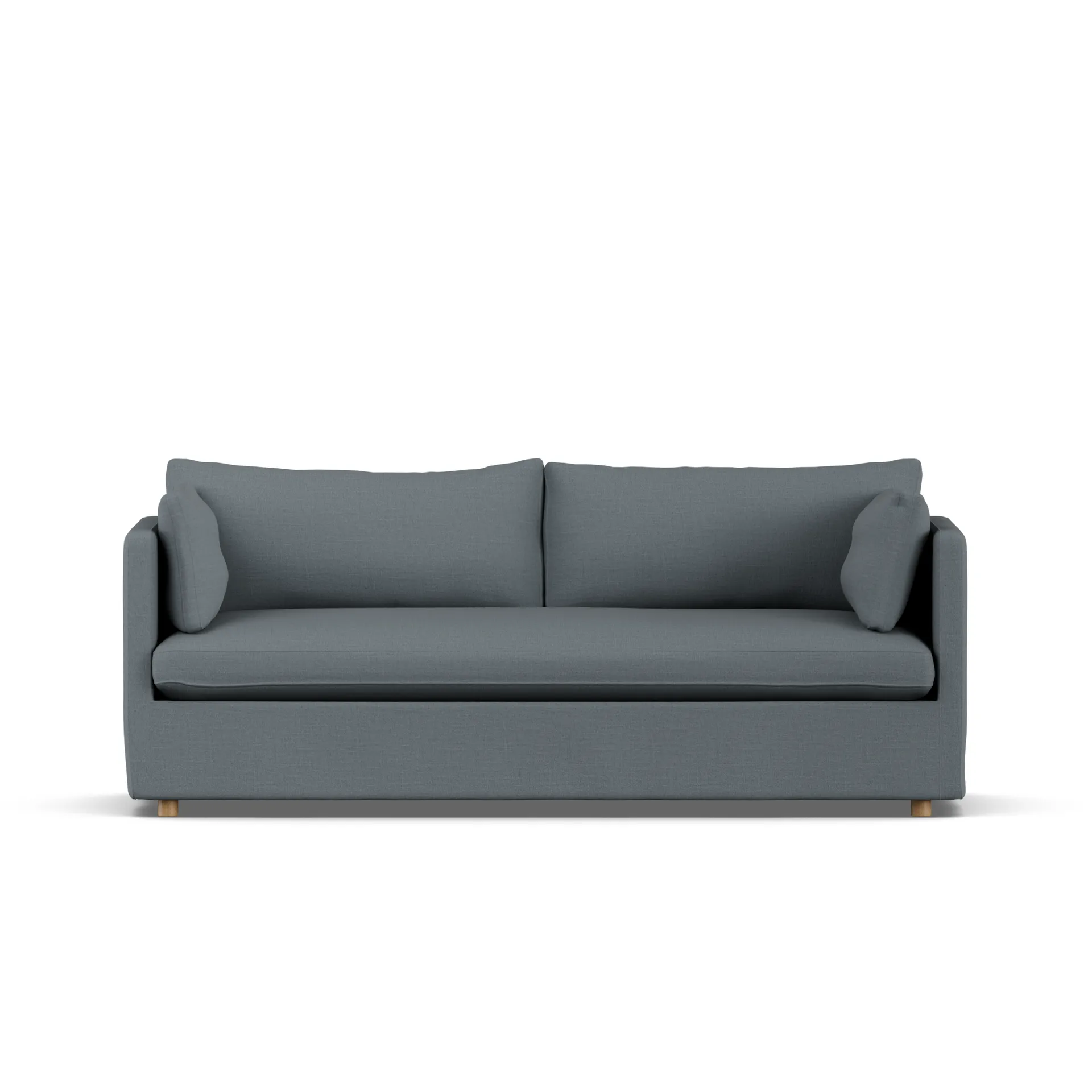 Linnevik sofa, Same Blue 6678-white-oiled oak, 3-seater, with skirt 1898
