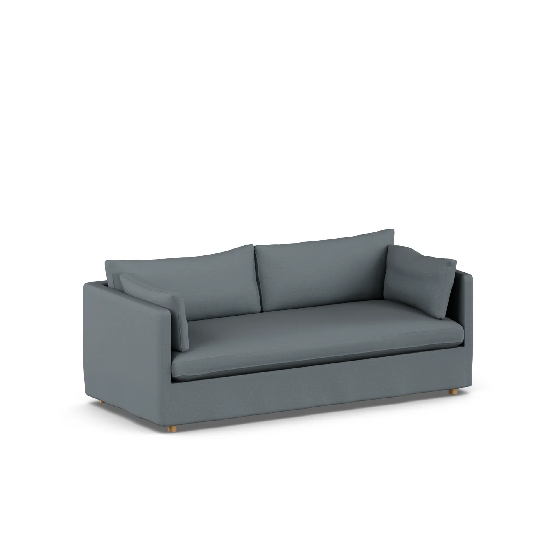 Linnevik sofa, Same Blue 6678-white-oiled oak, 3-seater, with skirt 1898