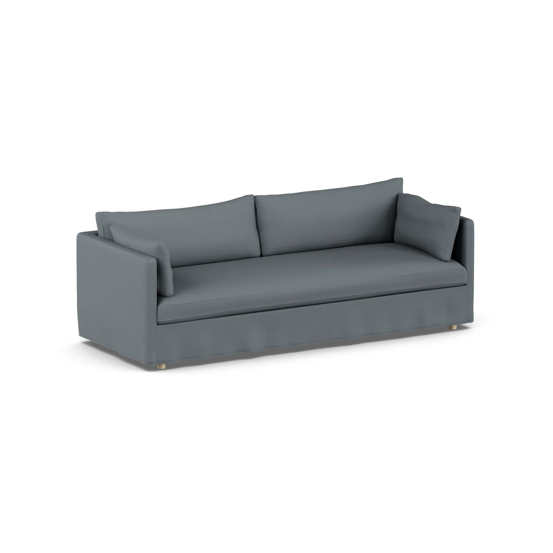 Linnevik sofa, Same Blue 6678-white-oiled oak, 4-seater, with skirt 1898