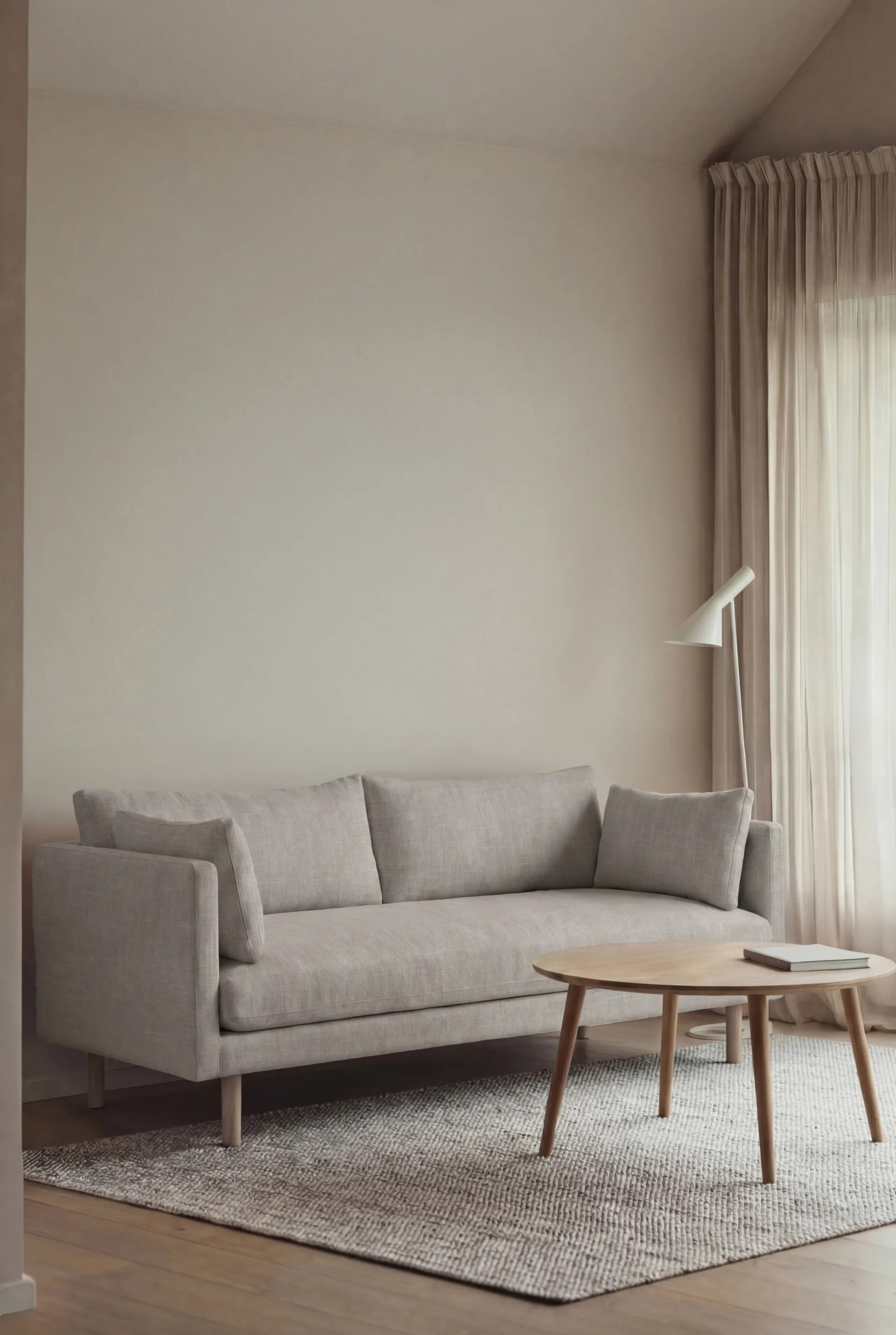 Linnevik sofa, Same Grey 6673-white-oiled oak, 2-seater, without skirt 1898