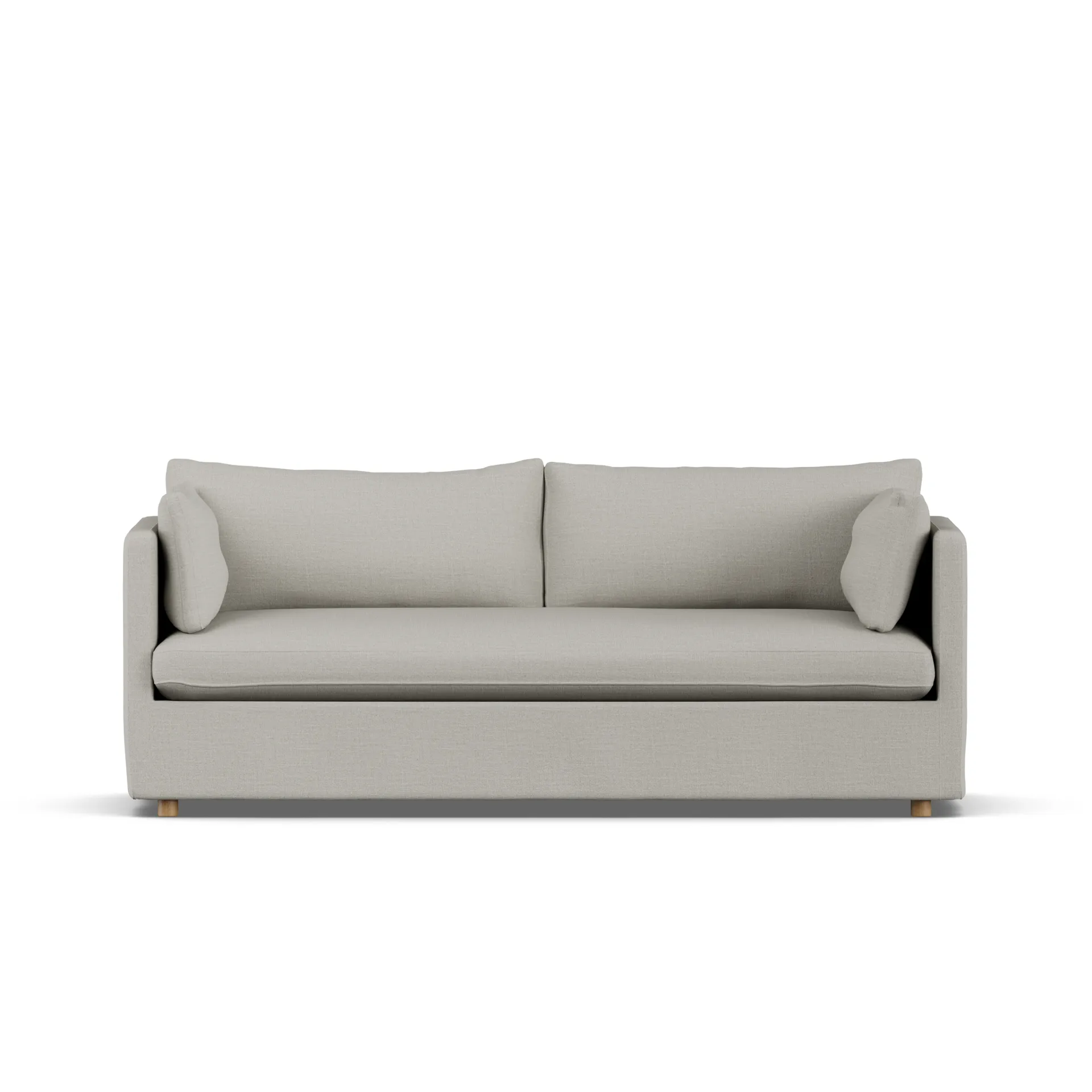 Linnevik sofa, Same Grey 6673-white-oiled oak, 3-seater, with skirt 1898