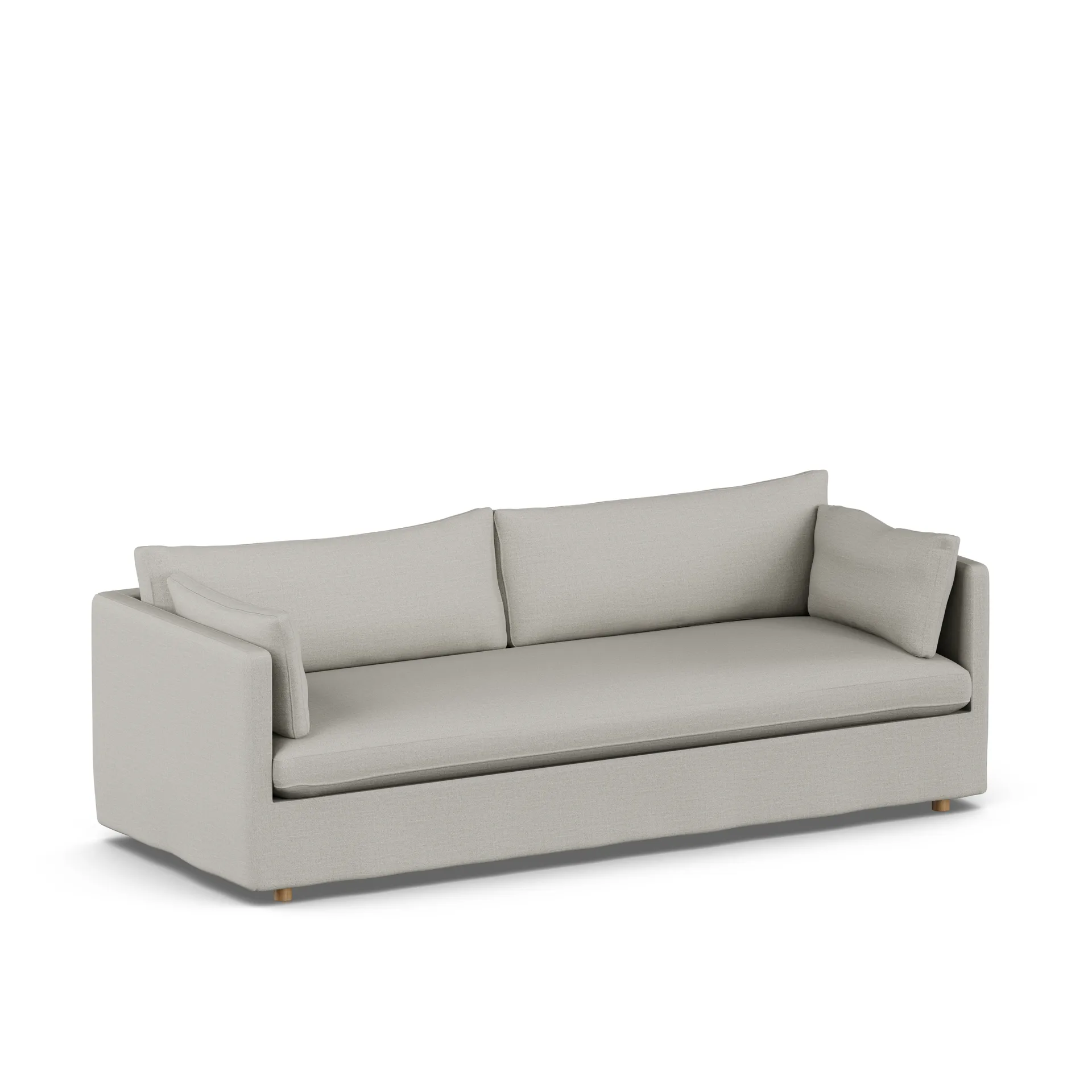 Linnevik sofa, Same Grey 6673-white-oiled oak, 4-seater, with skirt 1898
