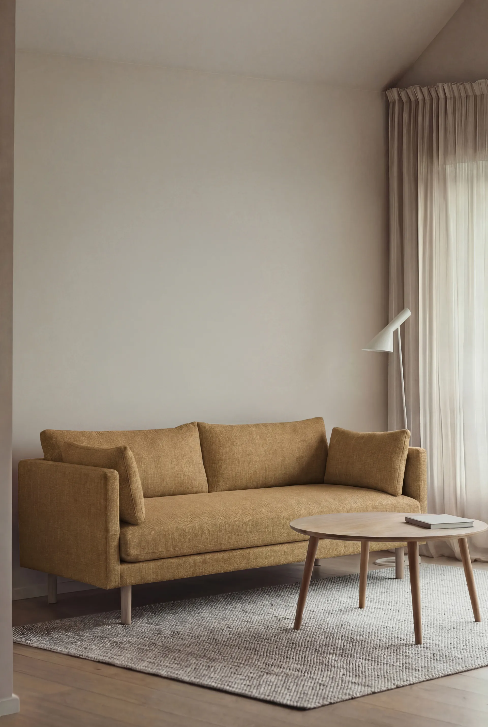 Linnevik sofa, Same Ochre 6676-white-oiled oak, 2-seater, without skirt 1898