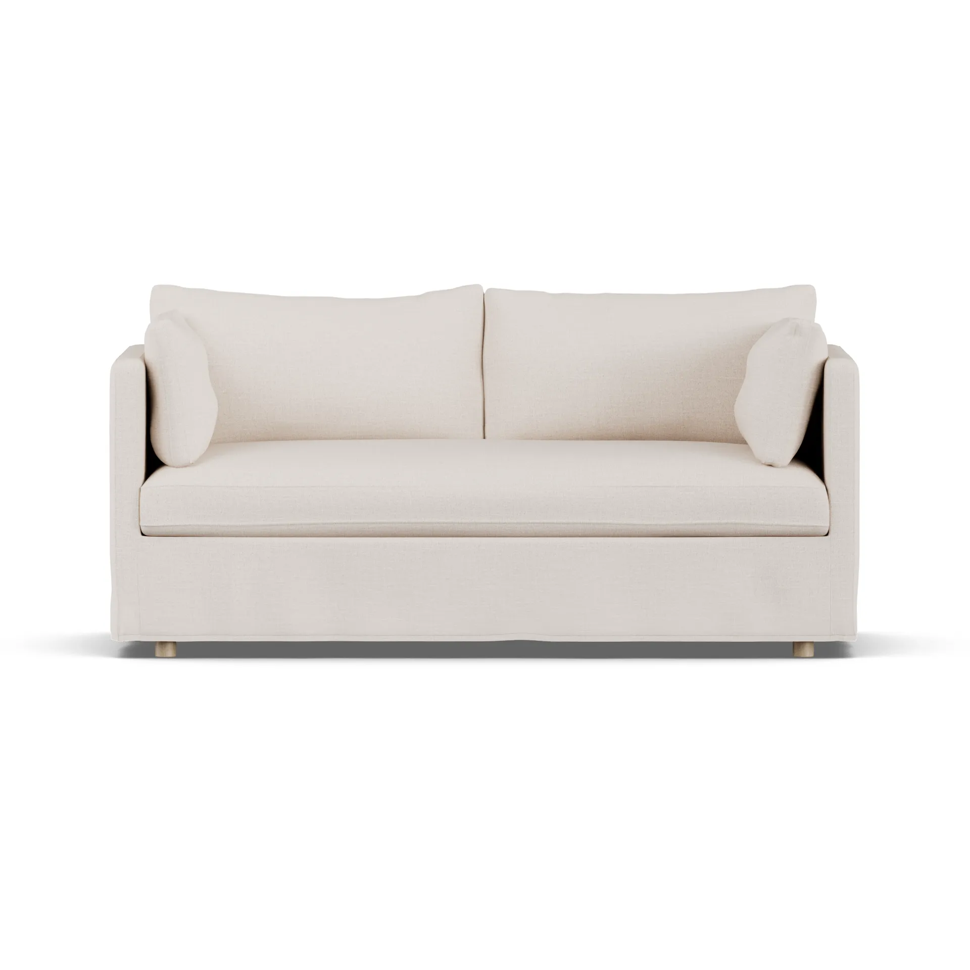 Linnevik sofa, Same Off White 6671-white-oiled oak, 2-seater, with skirt 1898