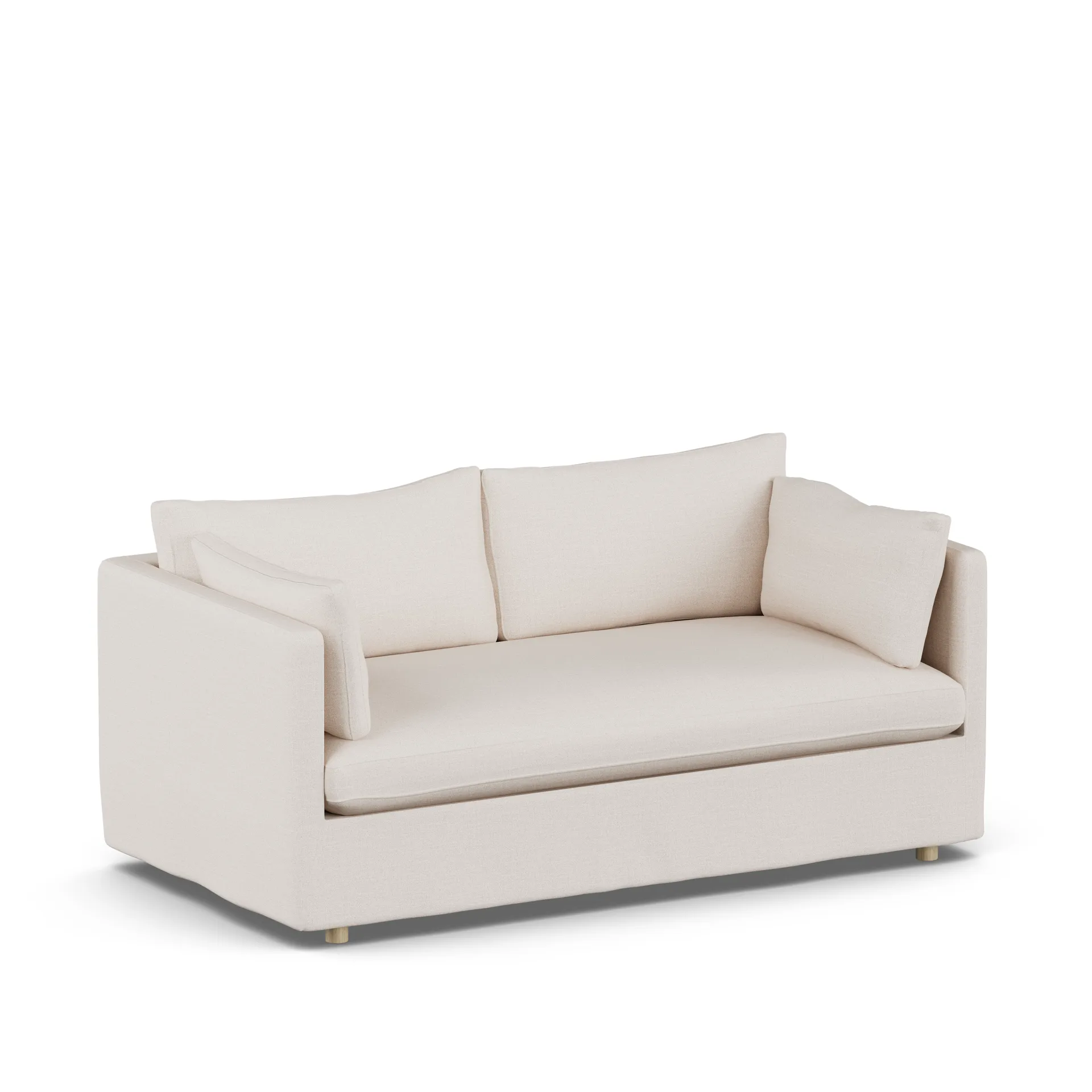 Linnevik sofa, Same Off White 6671-white-oiled oak, 2-seater, with skirt 1898